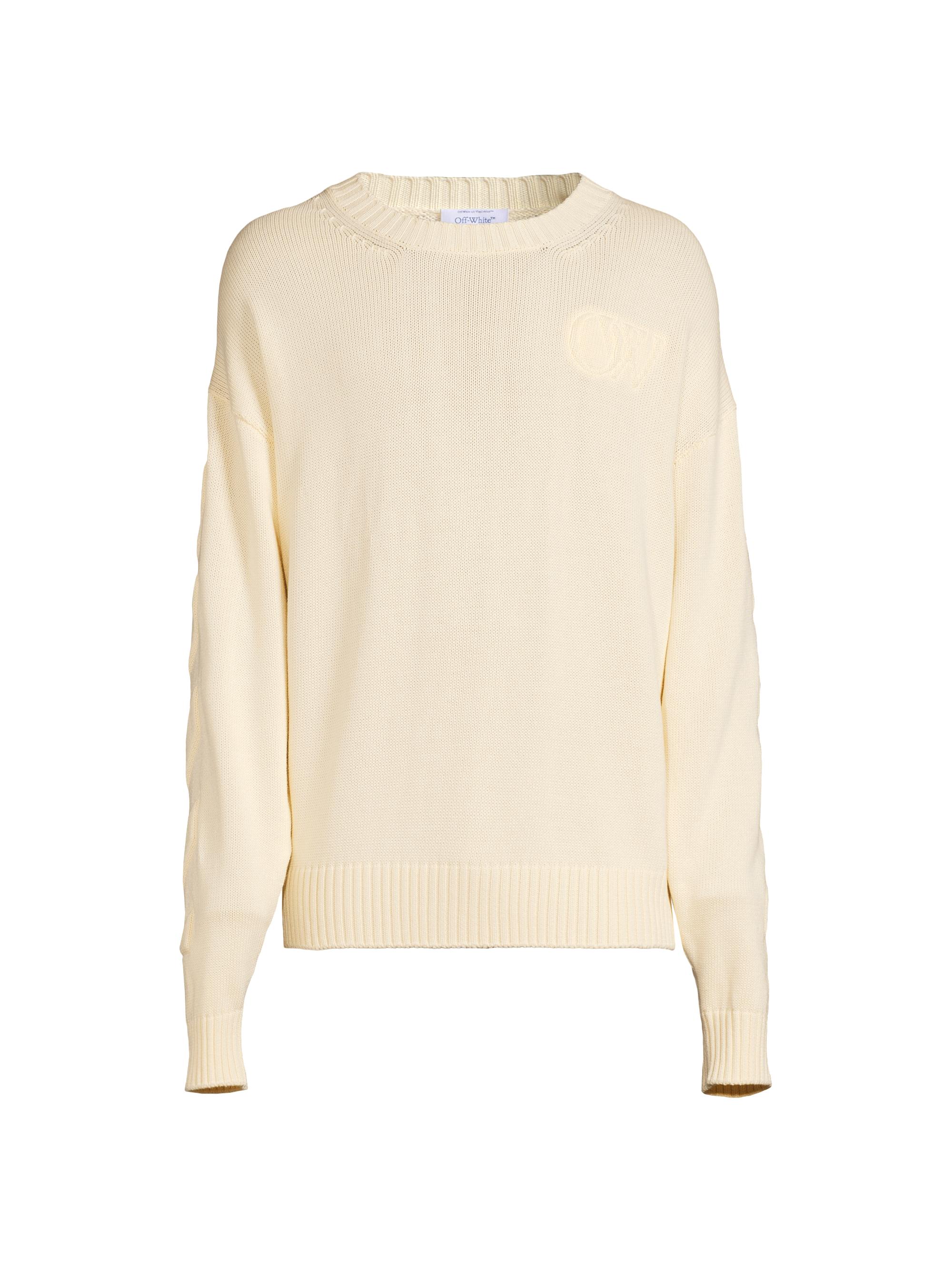 Off-White Men's 3D Diagonal Stretch-Cotton Sweater - Cream