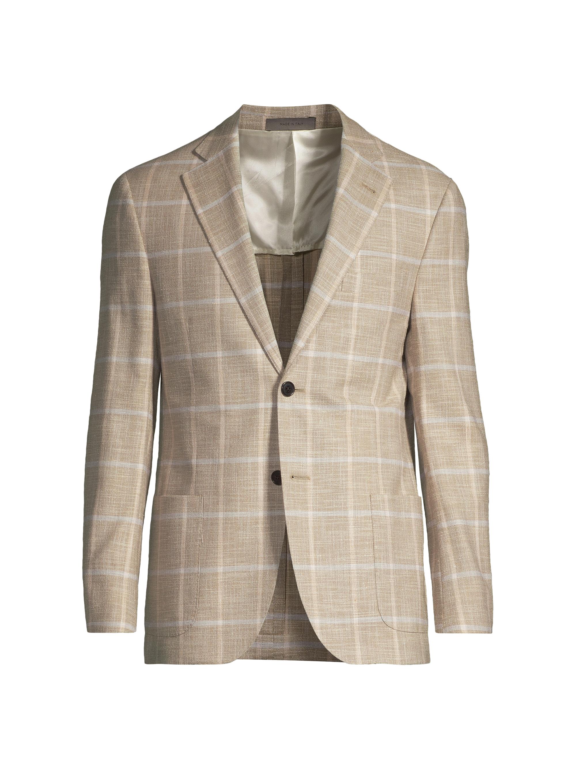 Corneliani Men's Window Pane Gate Jacket - Khaki Blue