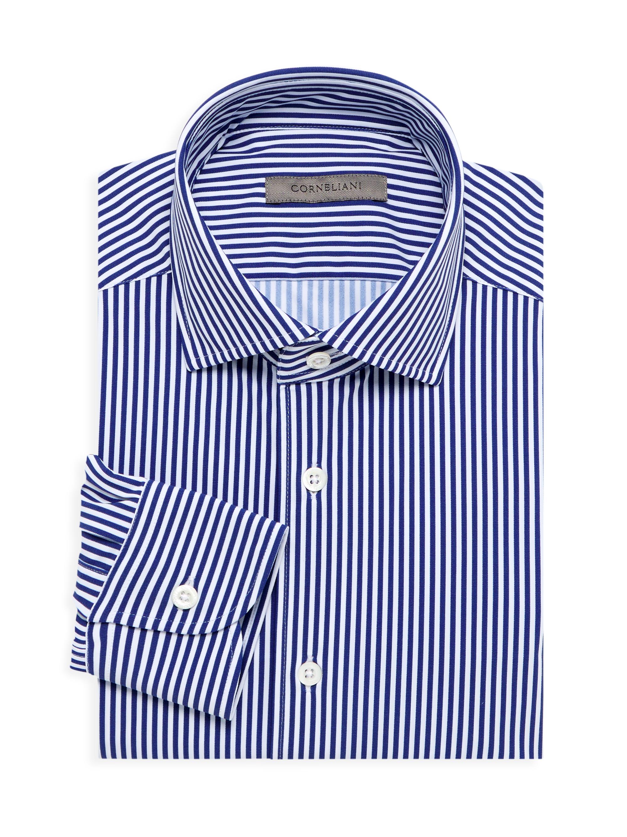 Corneliani Men's Techno Stripe Button-Up Shirt - Navy
