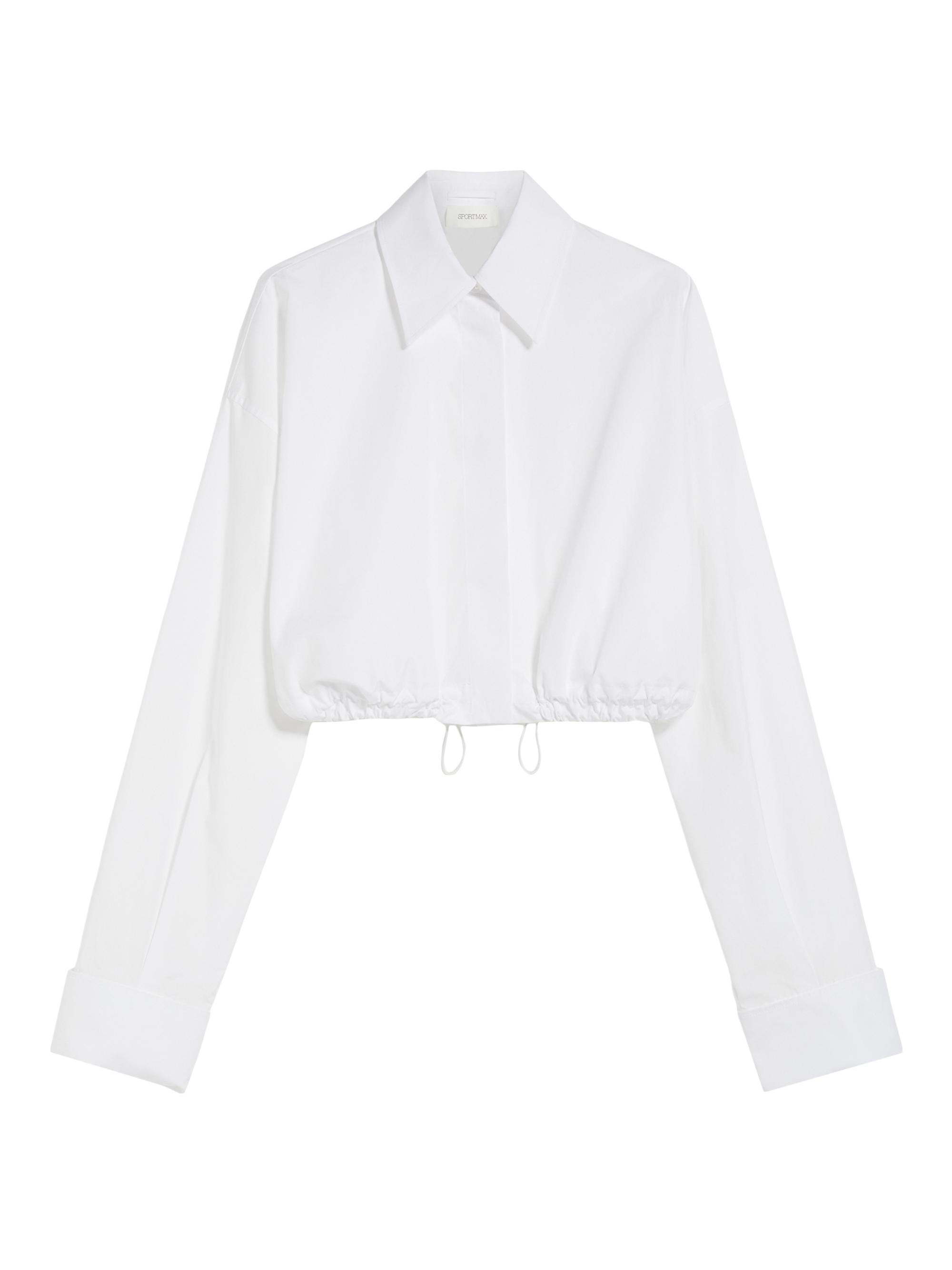 Sportmax Women's Drawstring-Hem Cotton Crop Shirt - Optical White