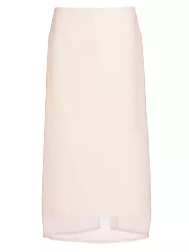 Aceti Silk-Overlay Midi-Skirt