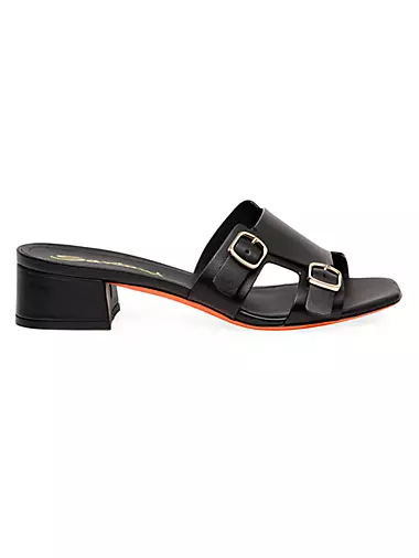 Double-Buckle 38MM Leather Mules