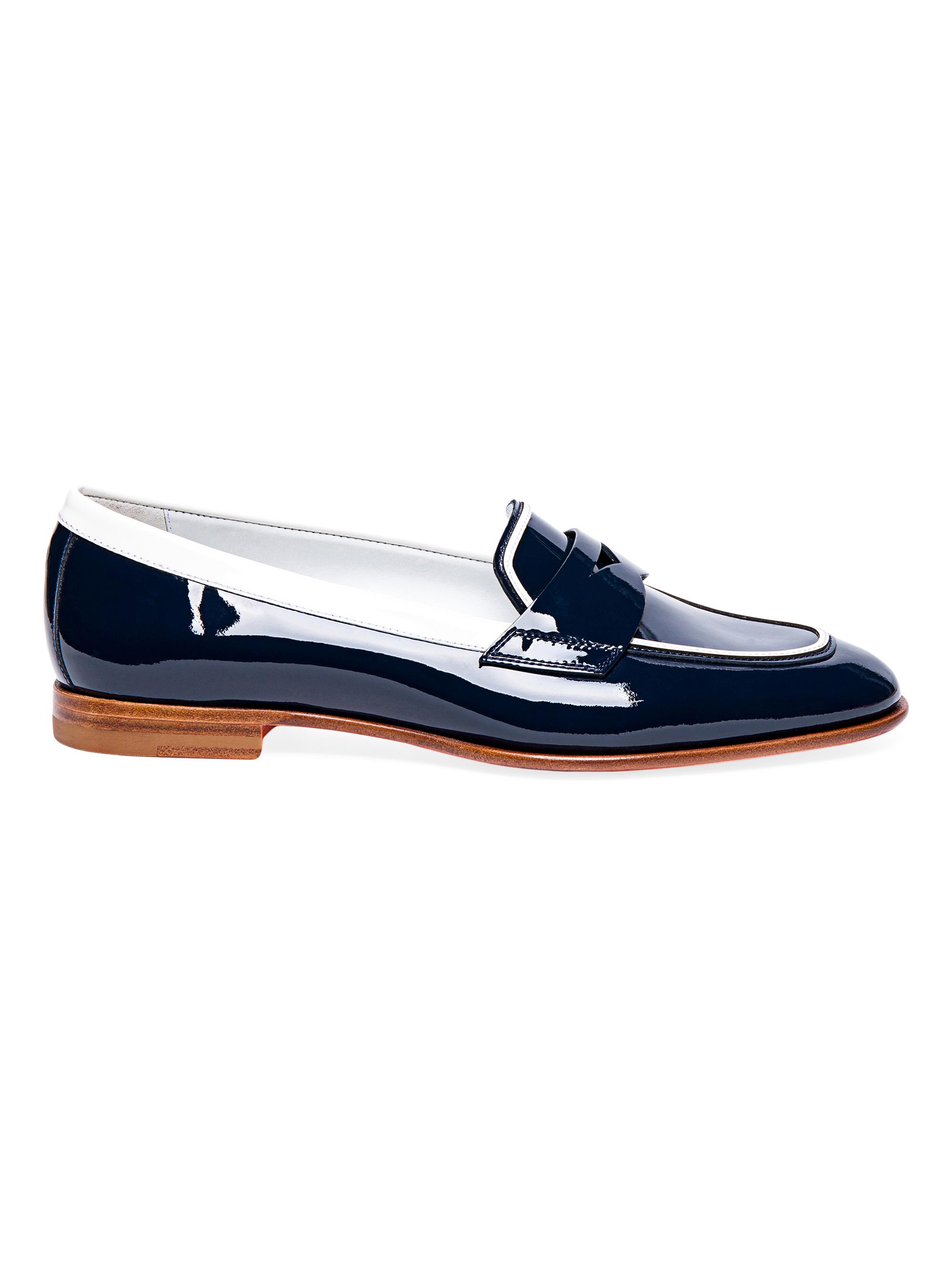 Santoni Women's Patent Leather Penny Loafers - Blue