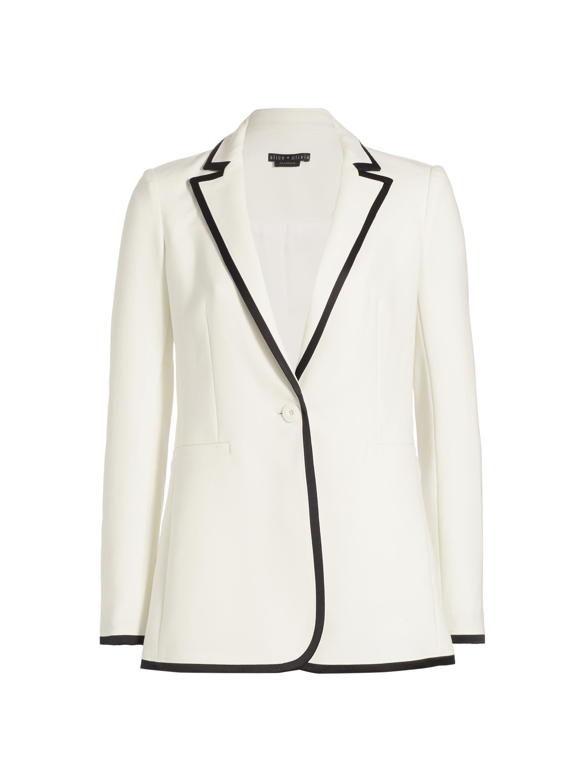 Alice + Olivia Women's Breann Tipped Fitted Blazer - Off White Black