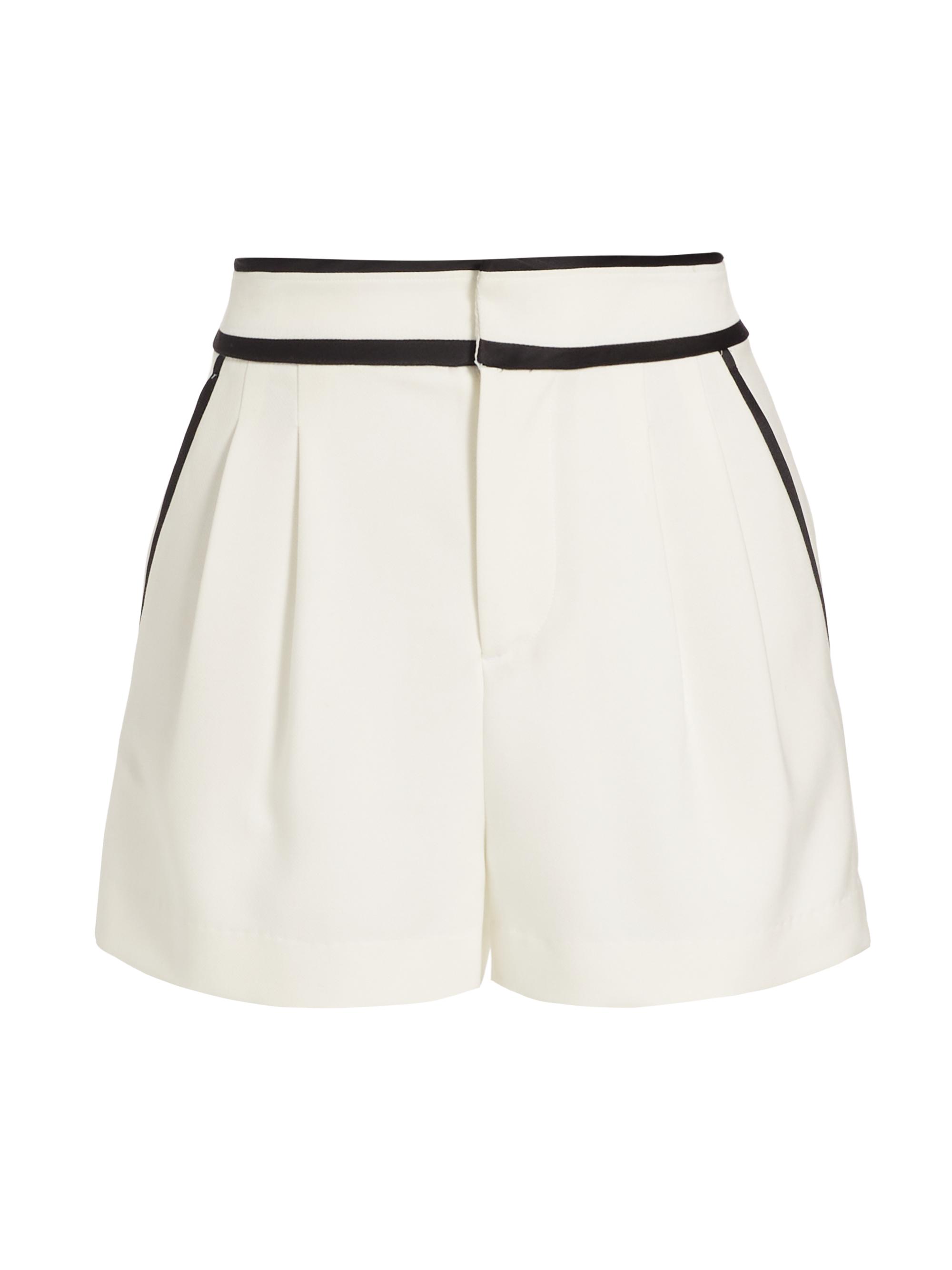 Alice + Olivia Women's Esta Pleated Tipped Shorts - Off White Black