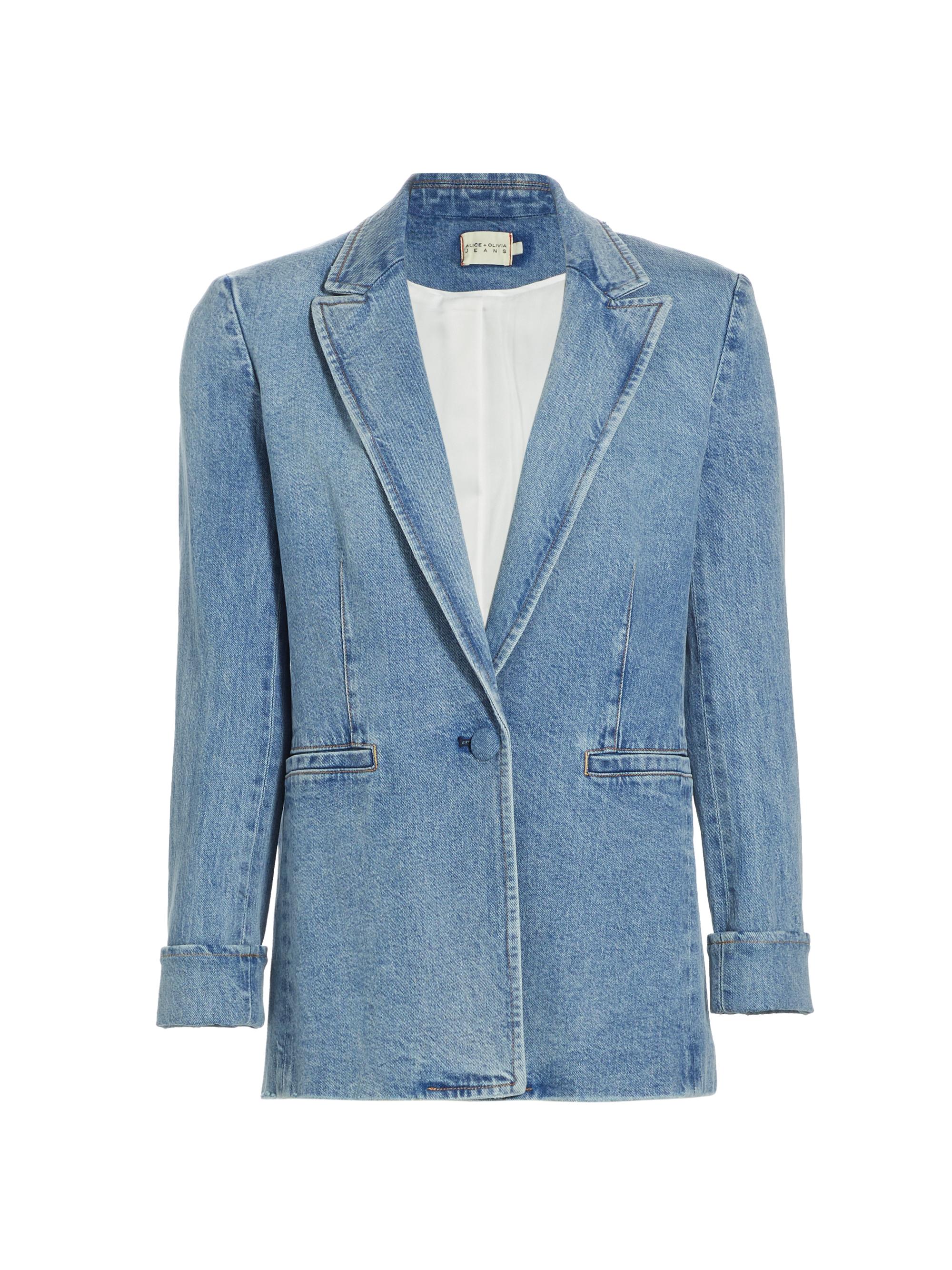 ALICE + OLIVIA Women's Justin Cotton Roll-Cuff Blazer - Vintage Blue
