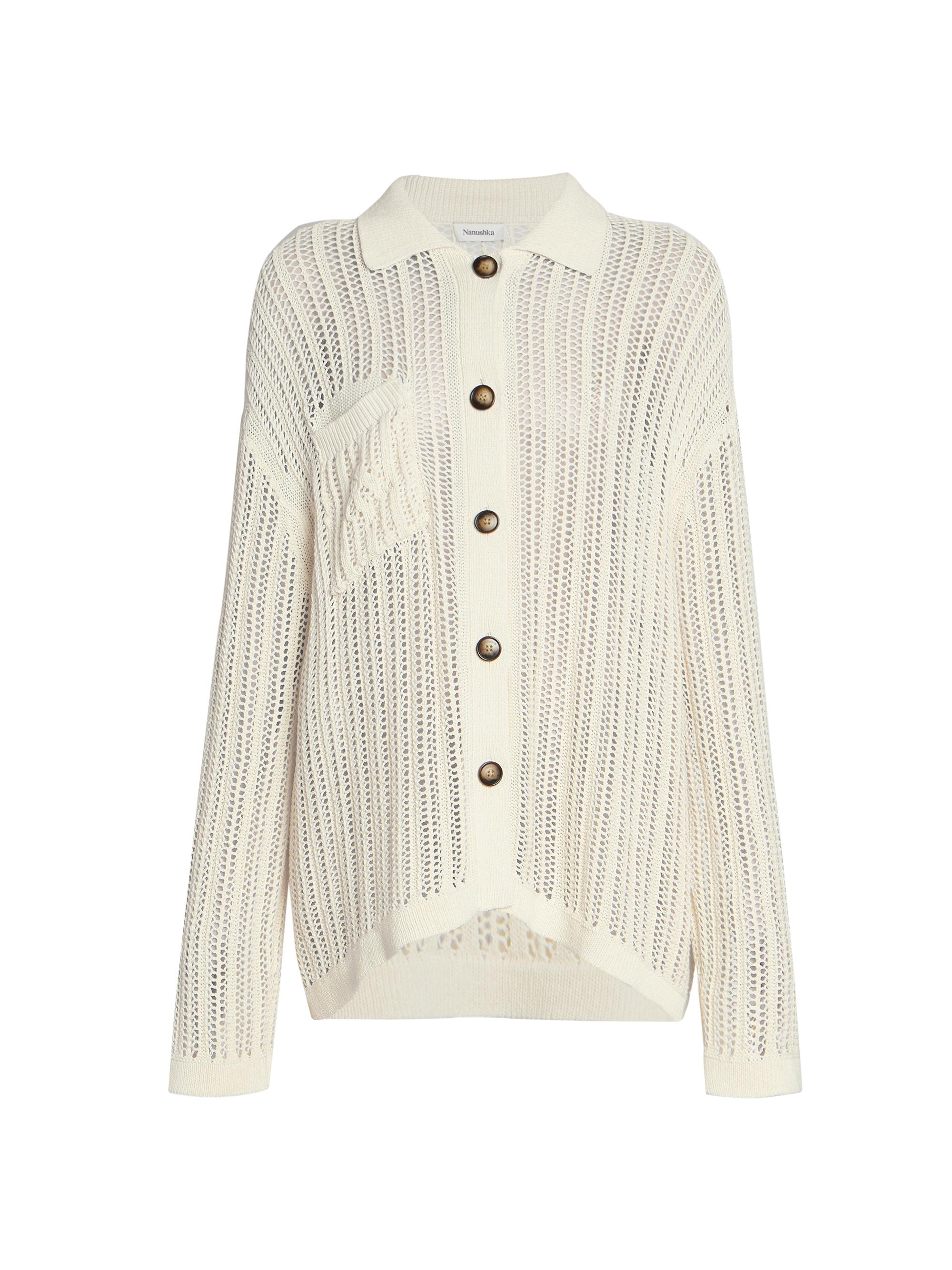 Nanushka Women's Jiske Knit Button-Up Top - Creme