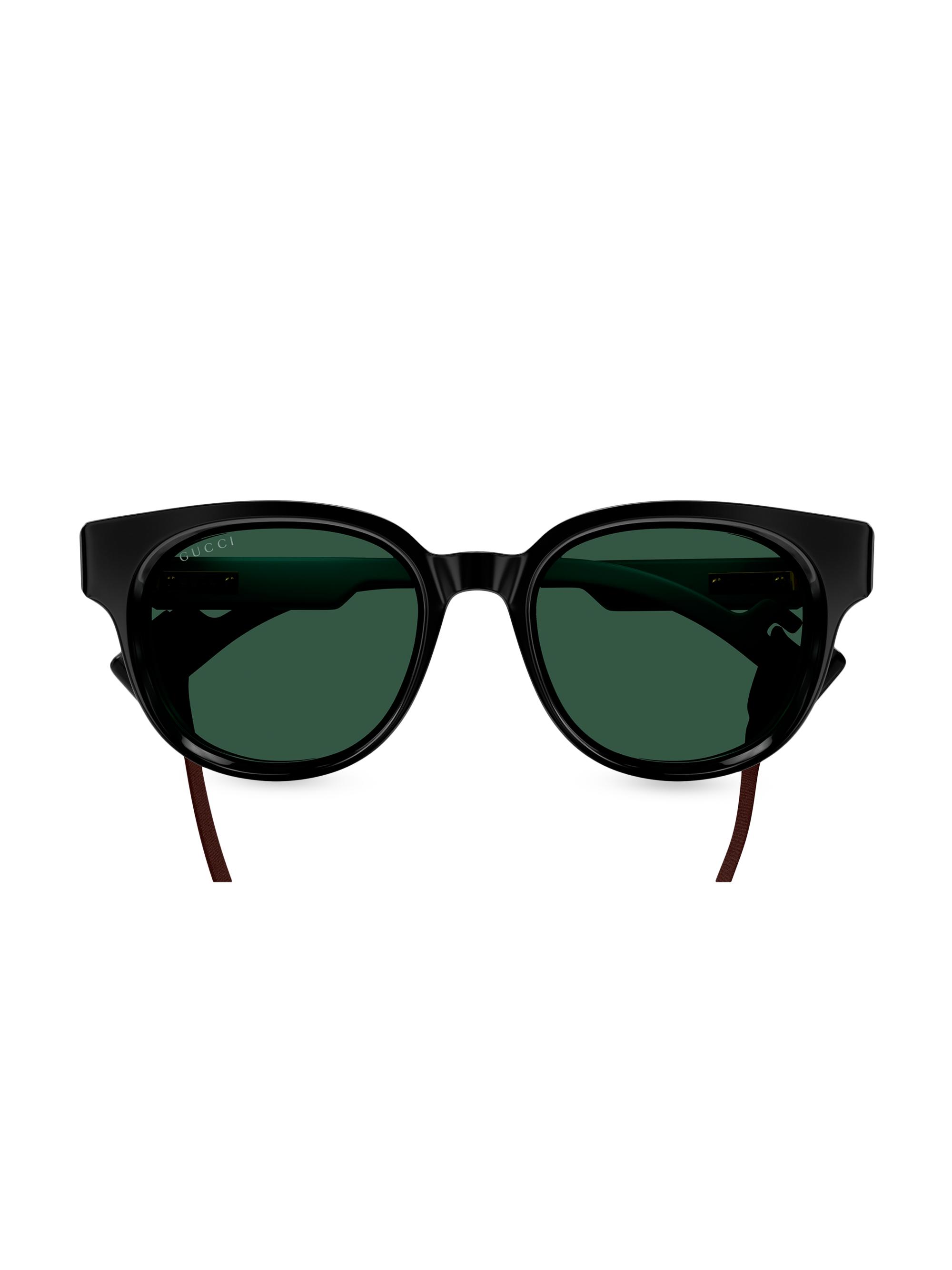 Gucci Men's GG Mountain 53MM Round Sunglasses - Black Dark Green