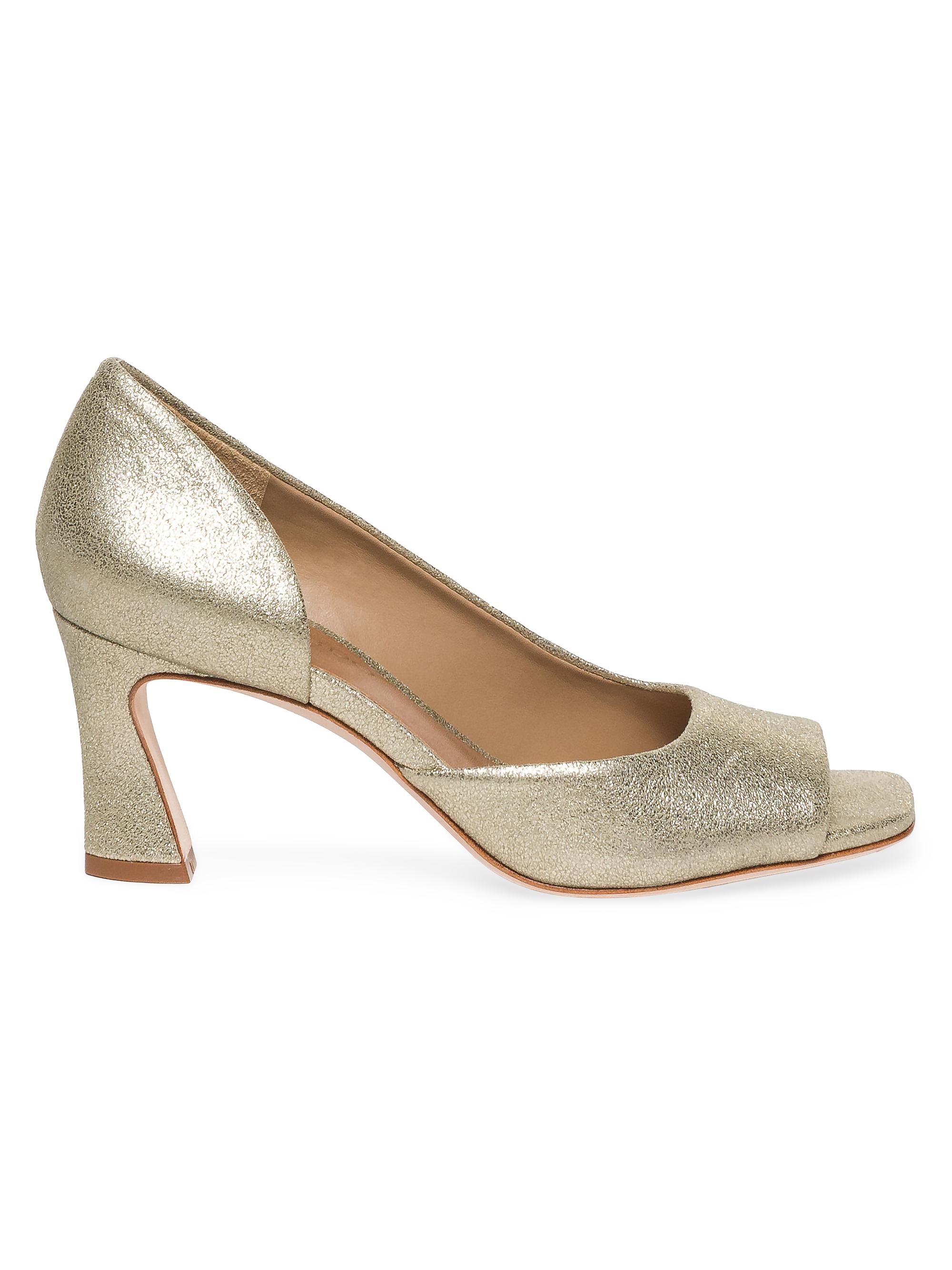 Bernardo Women's Nieve Metallic Suede Peep Toe Pumps - Champagne