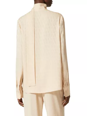 Valentino Garavani Toile Iconographe jacquard silk blouse - White