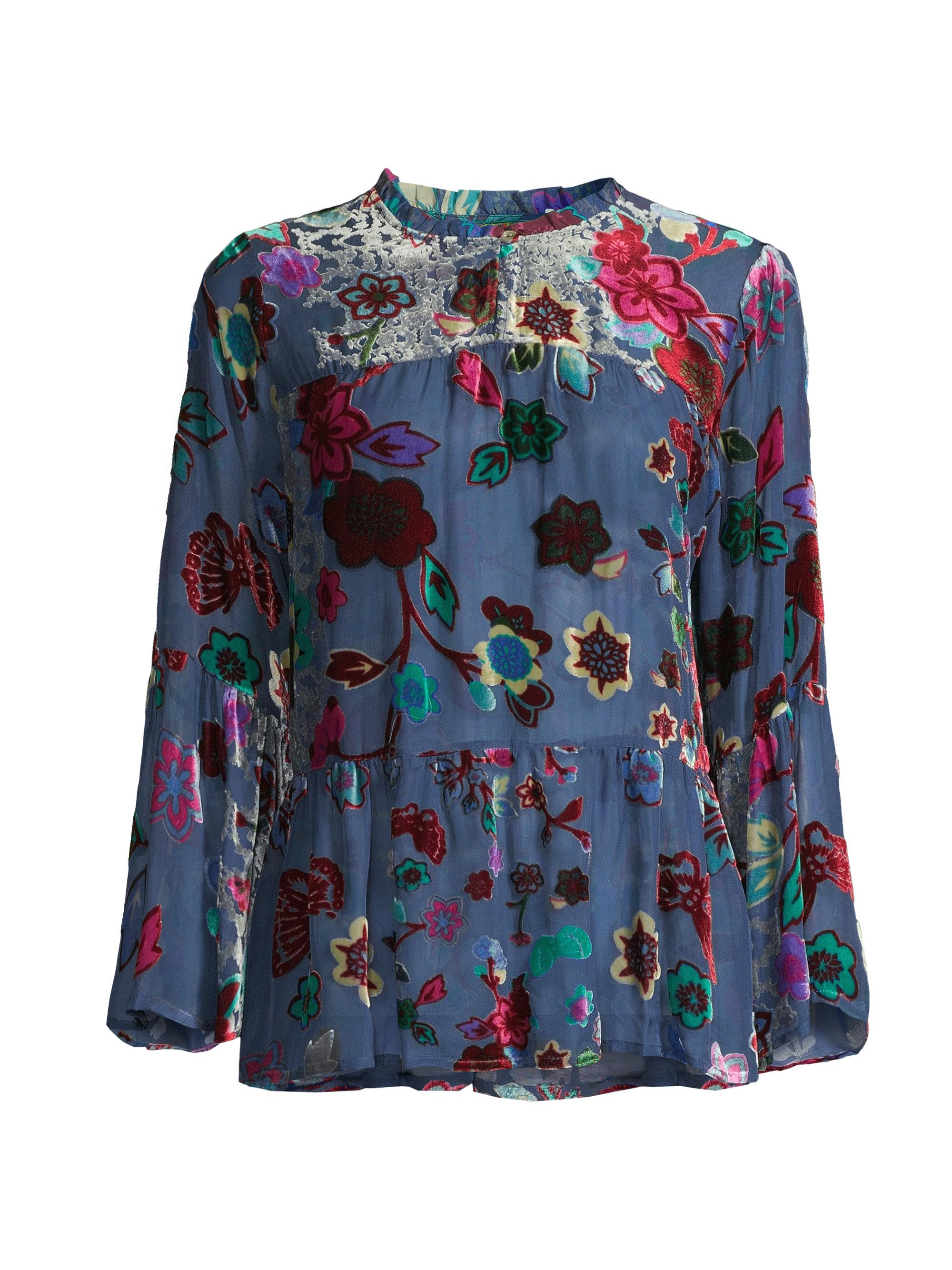 Johnny Was Women's Flower Burnout Velvet Blouse