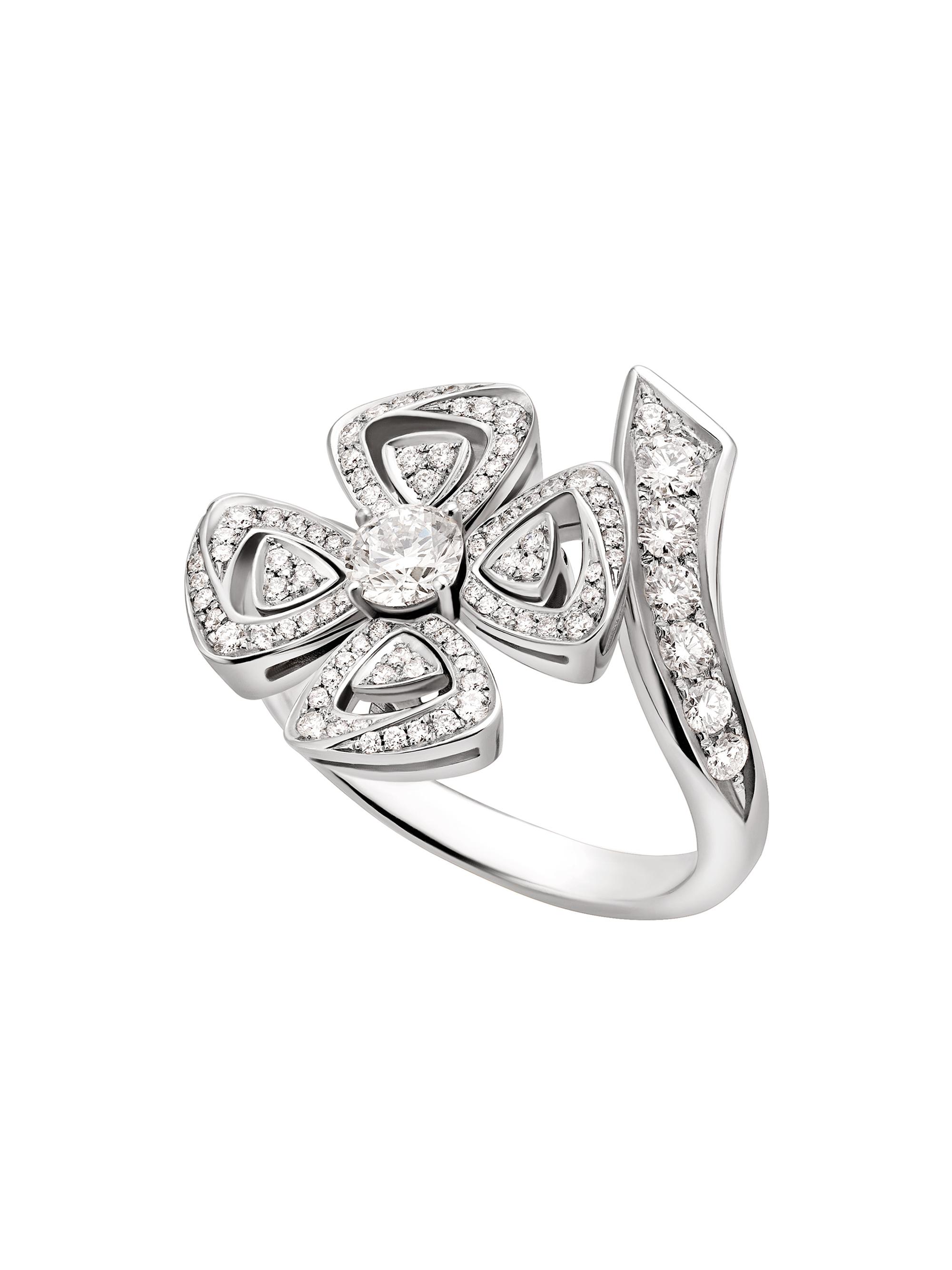 BVLGARI Women's Fiorever White Gold & 0.69 TCW Diamond Bypass Ring - White Gold