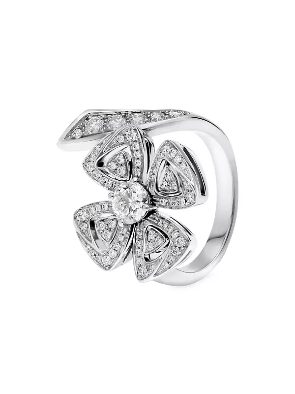 Shop BVLGARI Fiorever White Gold & 0.69 TCW Diamond Bypass Ring 