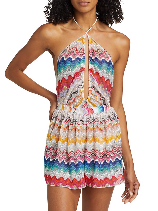 Shop Missoni Zigzag Knit Halterneck Romper | Saks Fifth Avenue Shop Missoni Zigzag Knit Halterneck Romper | Saks Fifth Avenue