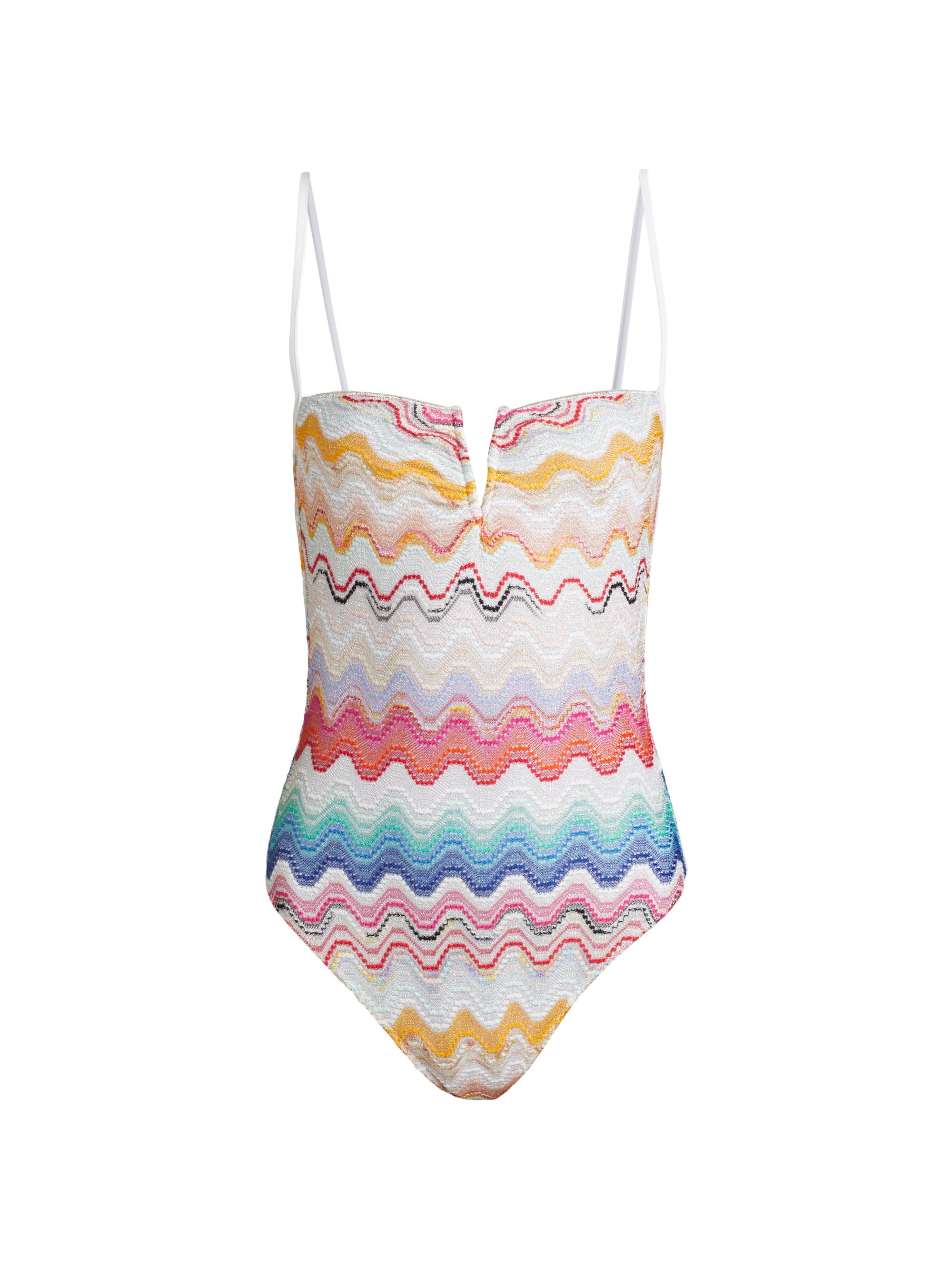 Missoni Women's Zigzag Knit One-Piece Swimsuit - Multi Color White Base