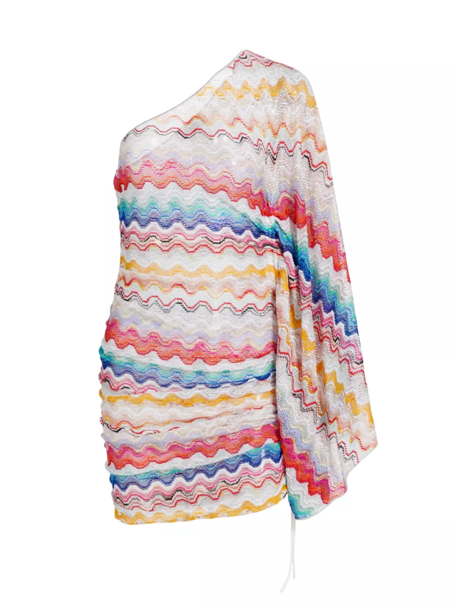 Shop Missoni Zigzag Knit One-Shoulder Cover-Up Dress | Saks Shop Missoni Zigzag Knit One-Shoulder Cover-Up Dress | Saks