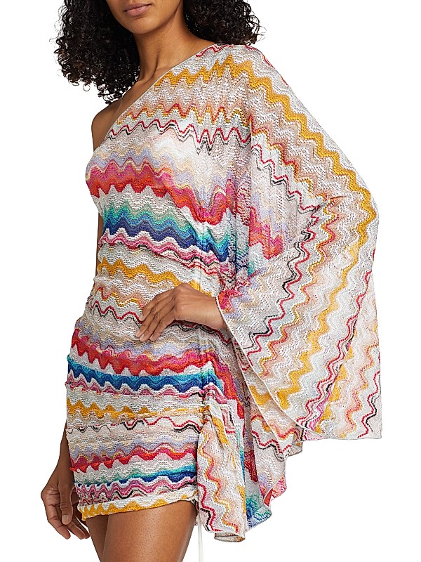 Shop Missoni Zigzag Knit One-Shoulder Cover-Up Dress | Saks Shop Missoni Zigzag Knit One-Shoulder Cover-Up Dress | Saks