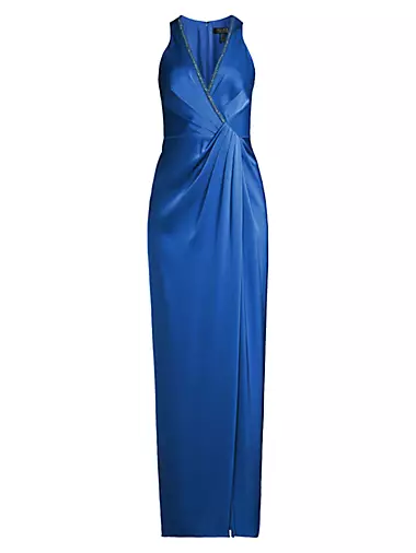 Draped Embellished Satin Gown