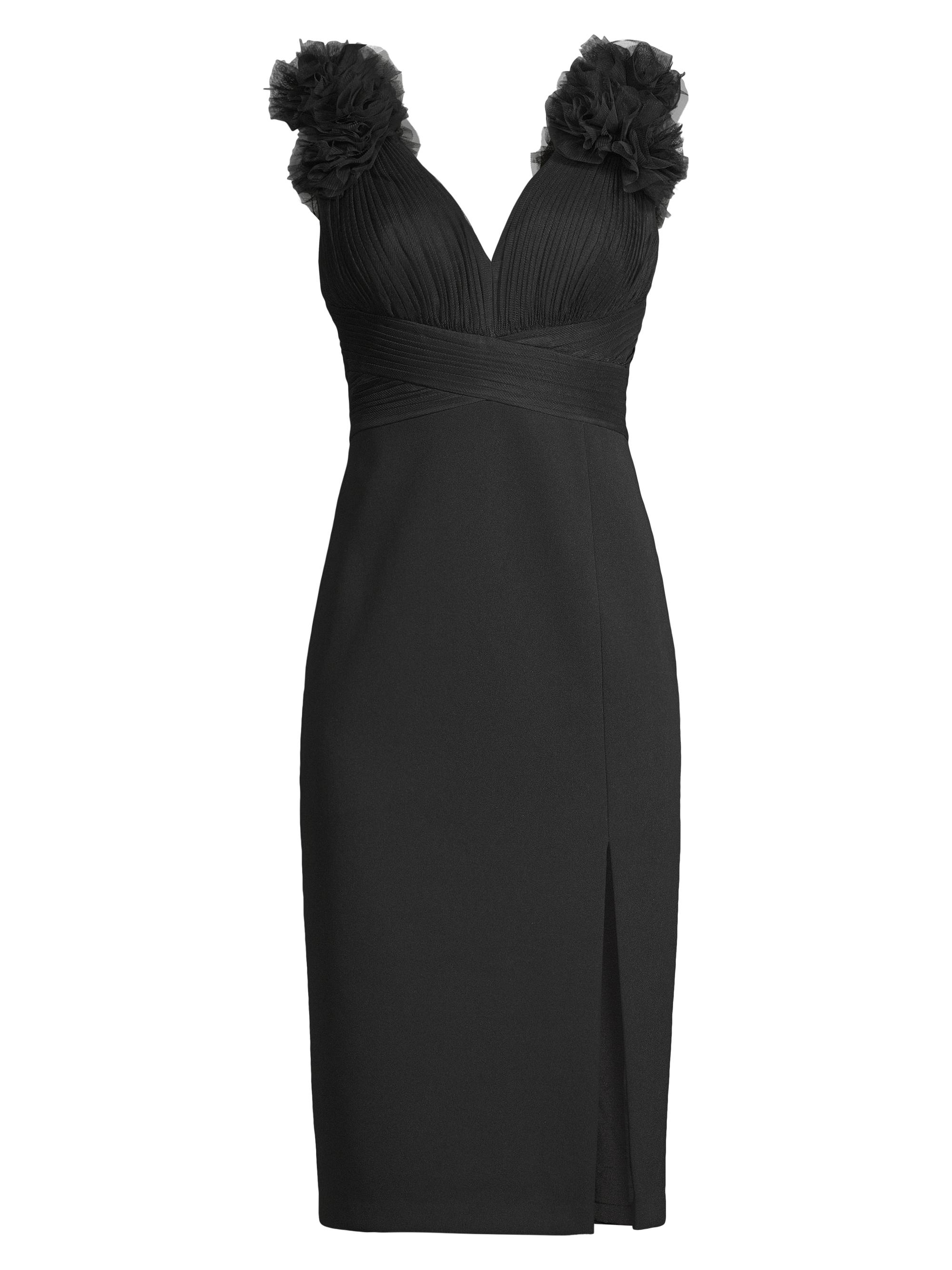 Aidan Mattox Women's Tulle Shoulder Midi-Dress - Black