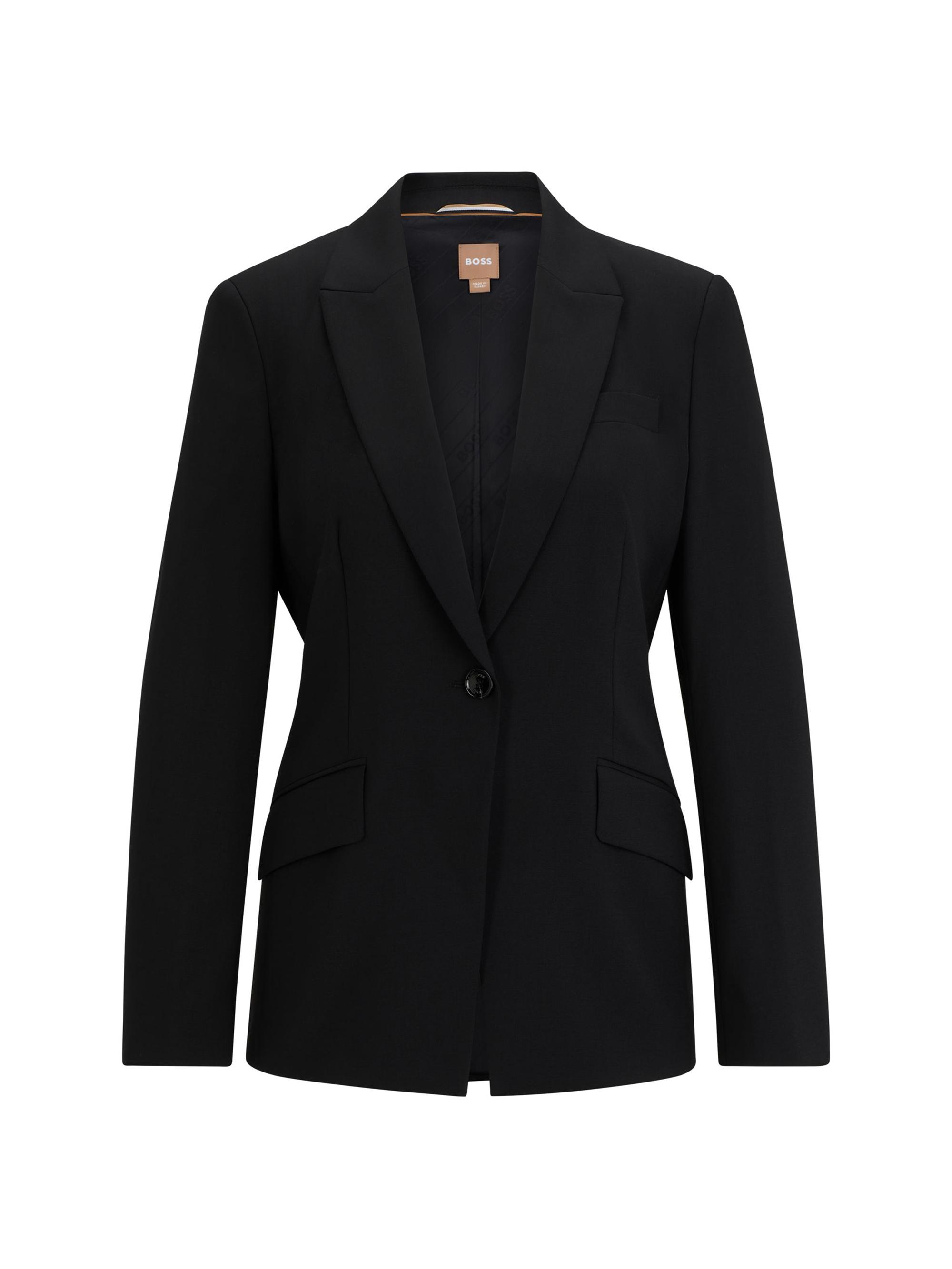 BOSS Women's Regular-Fit Jacket In Virgin Wool With Slit Cuffs - Black