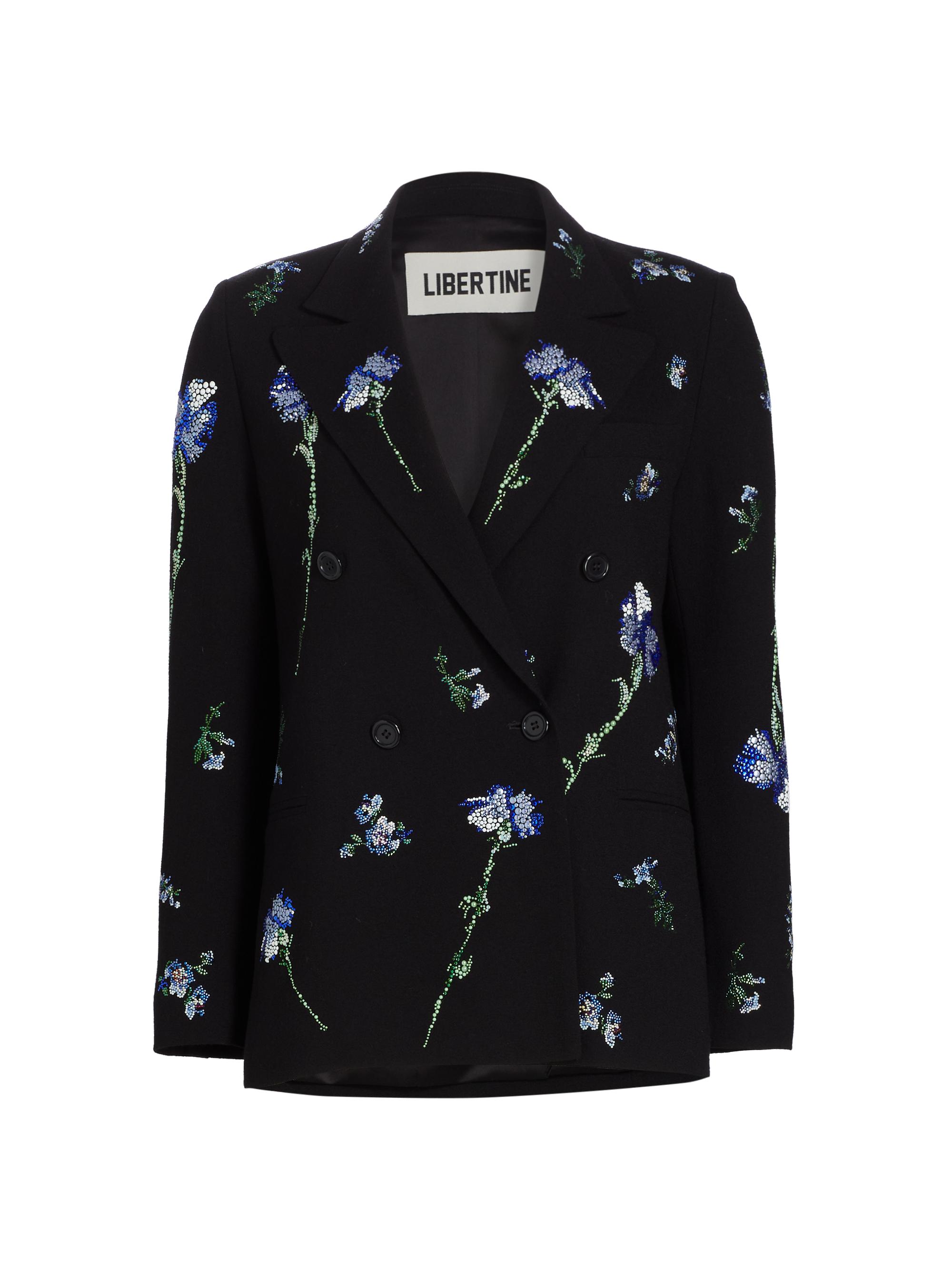 Libertine Women's Cecil Beaton Carnation Wool Double-Breasted Blazer - Black