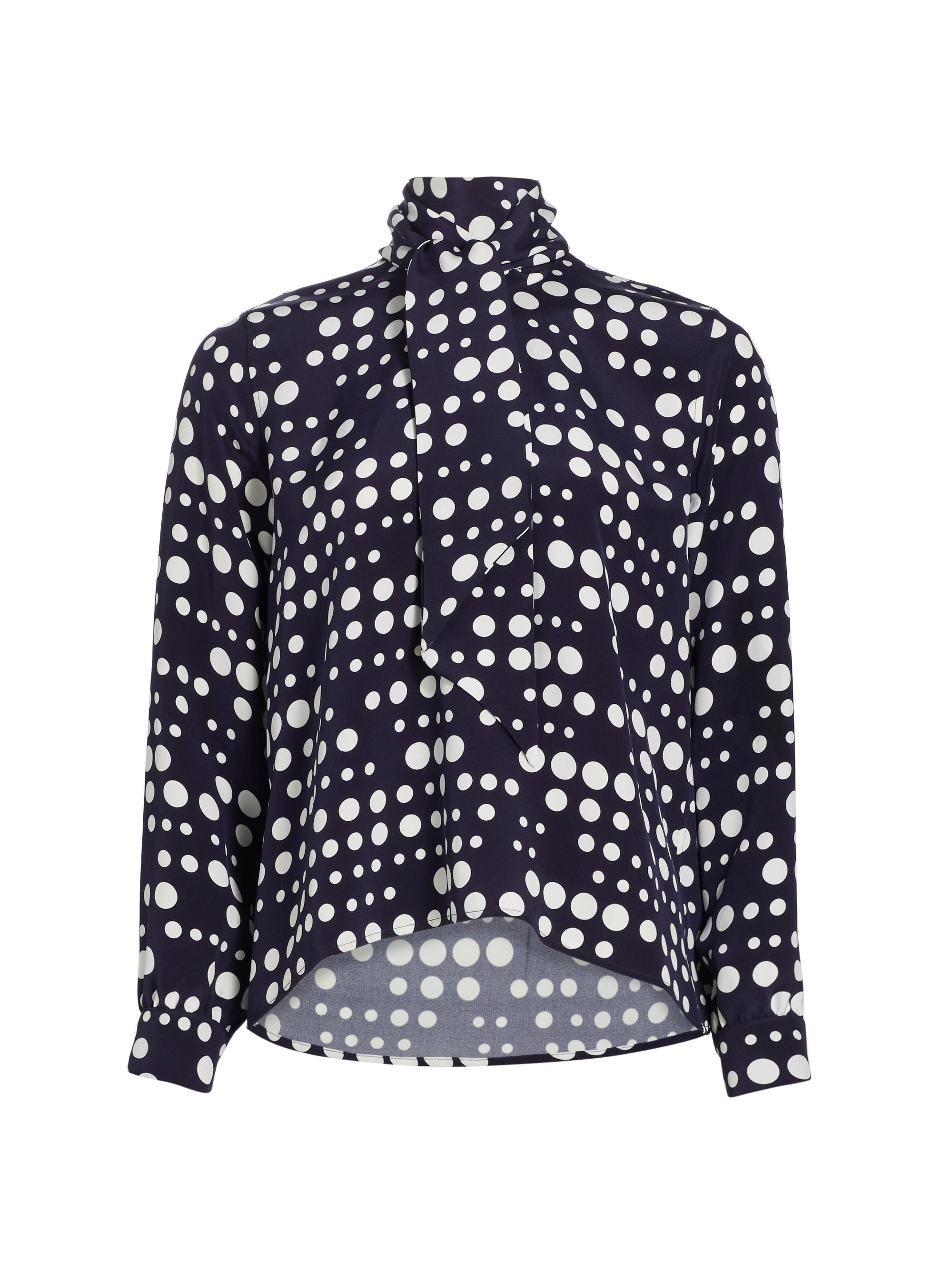 Libertine Women's Keith Polka-Dot Tie Blouse - Navy White