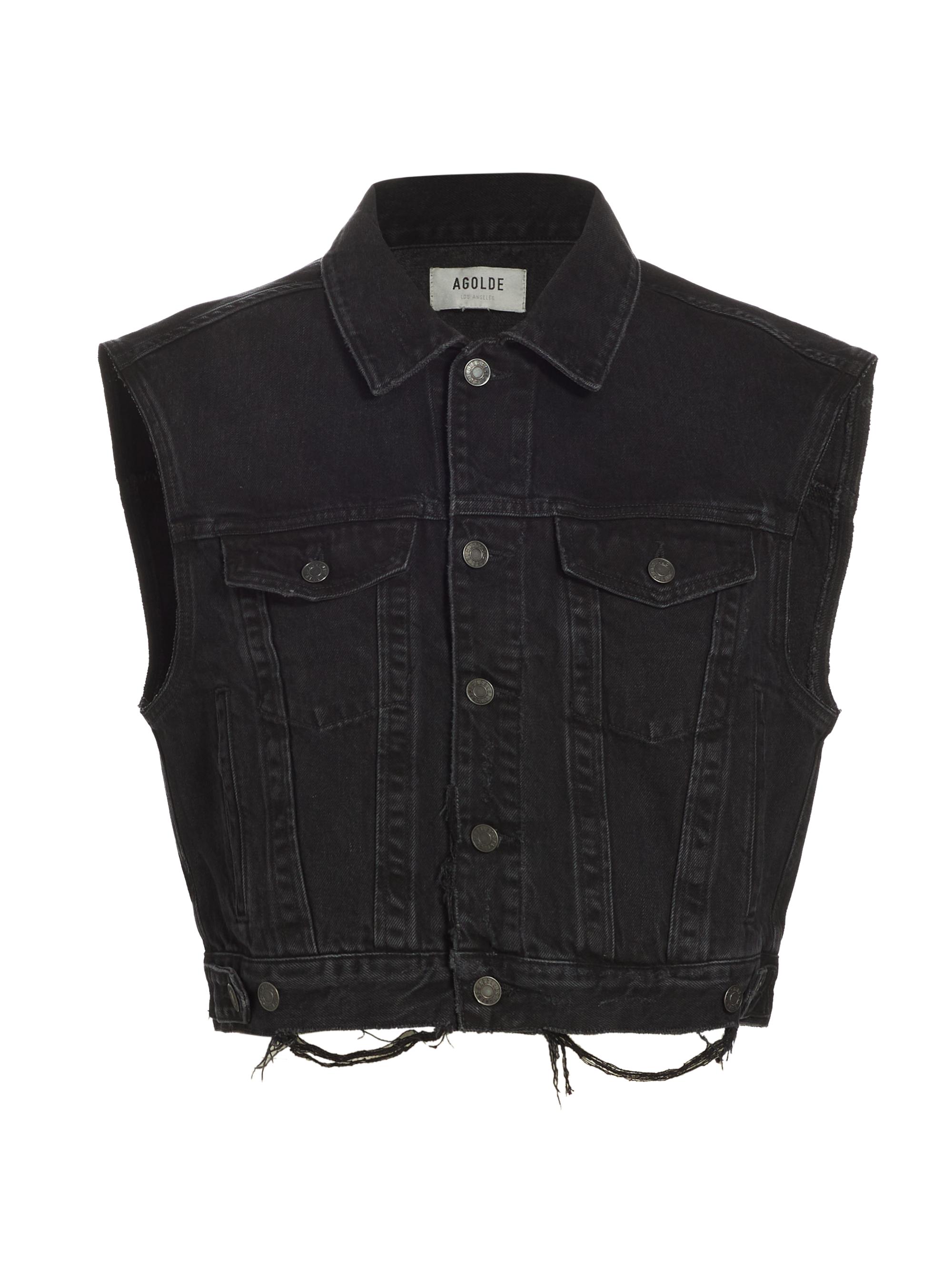 Agolde Women's Charli Jagged Cropped Denim Vest - Jagged