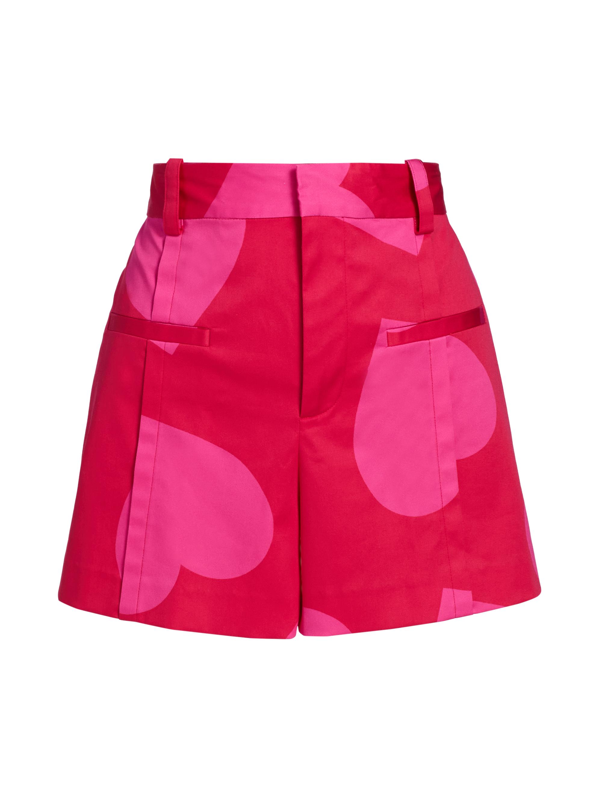 Libertine Women's Hearts Stretch Cotton High-Rise Shorts - Red Pink
