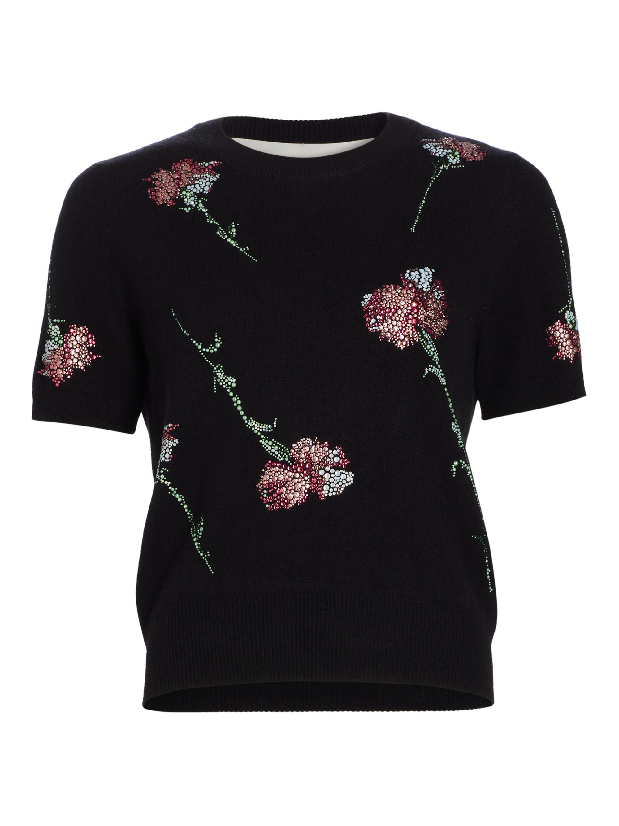 Libertine Women's Cecil Beaton Pink Carnation Knit T-Shirt - Black