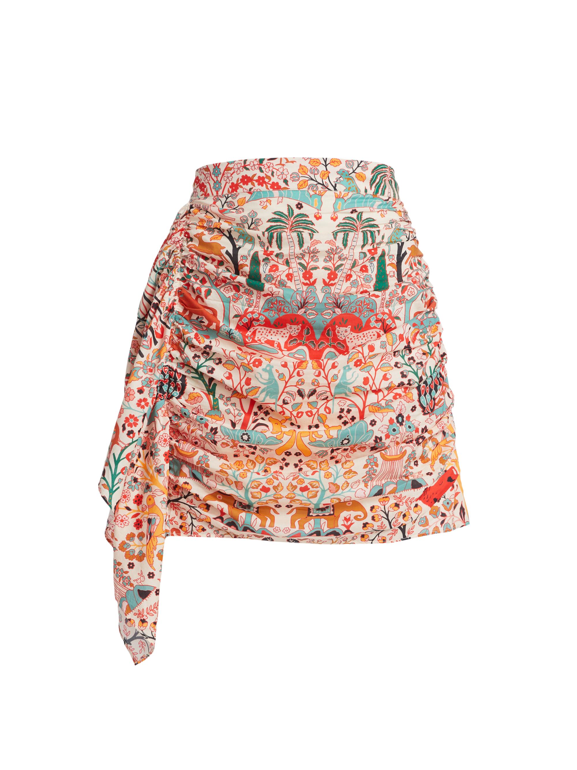 Rhode Women's Hannah Printed Ruched Miniskirt - Aura Jungle Mini