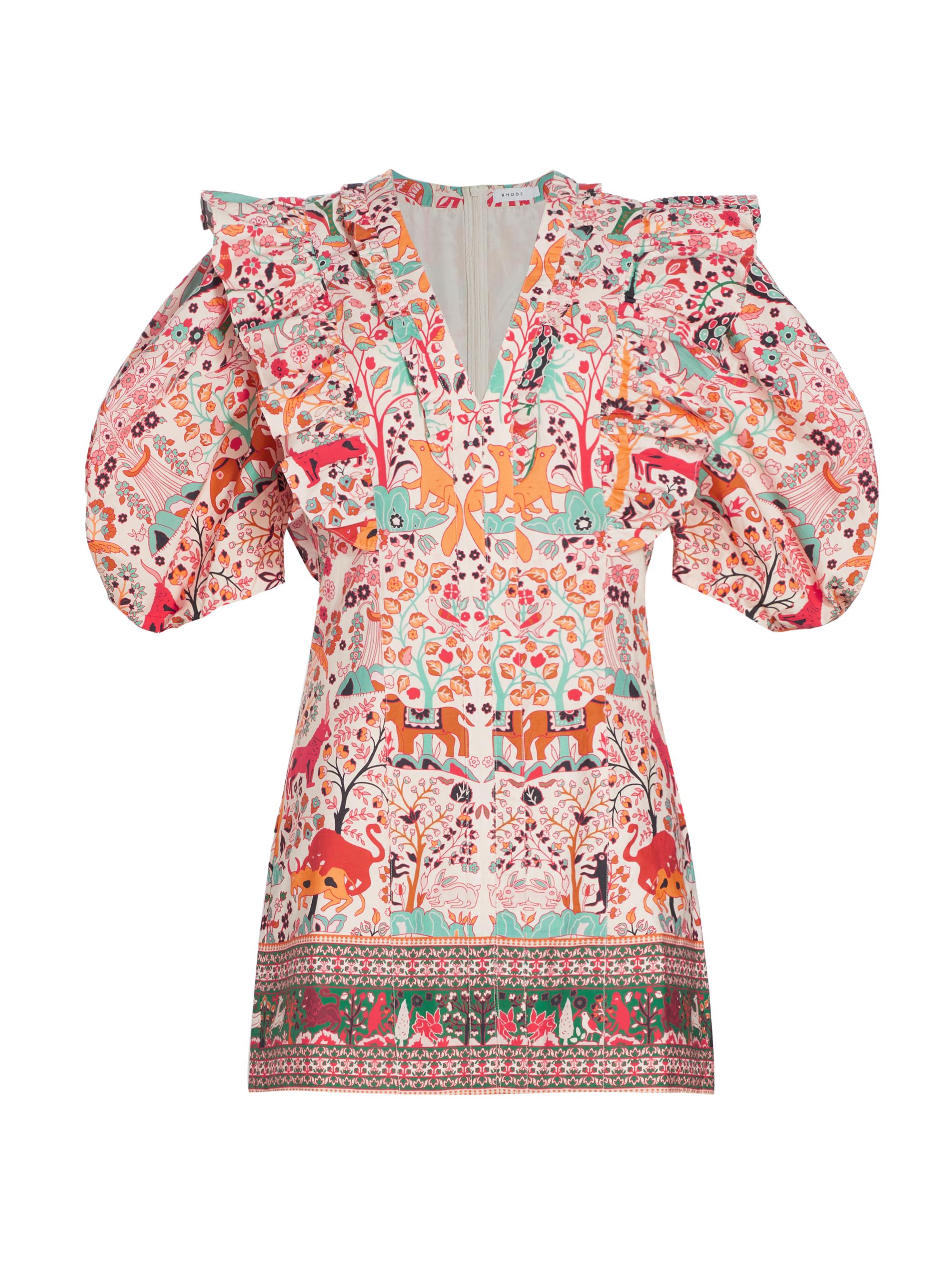 Rhode Women's Millie Ruffle Cotton Minidress - Aura Jungle Mini