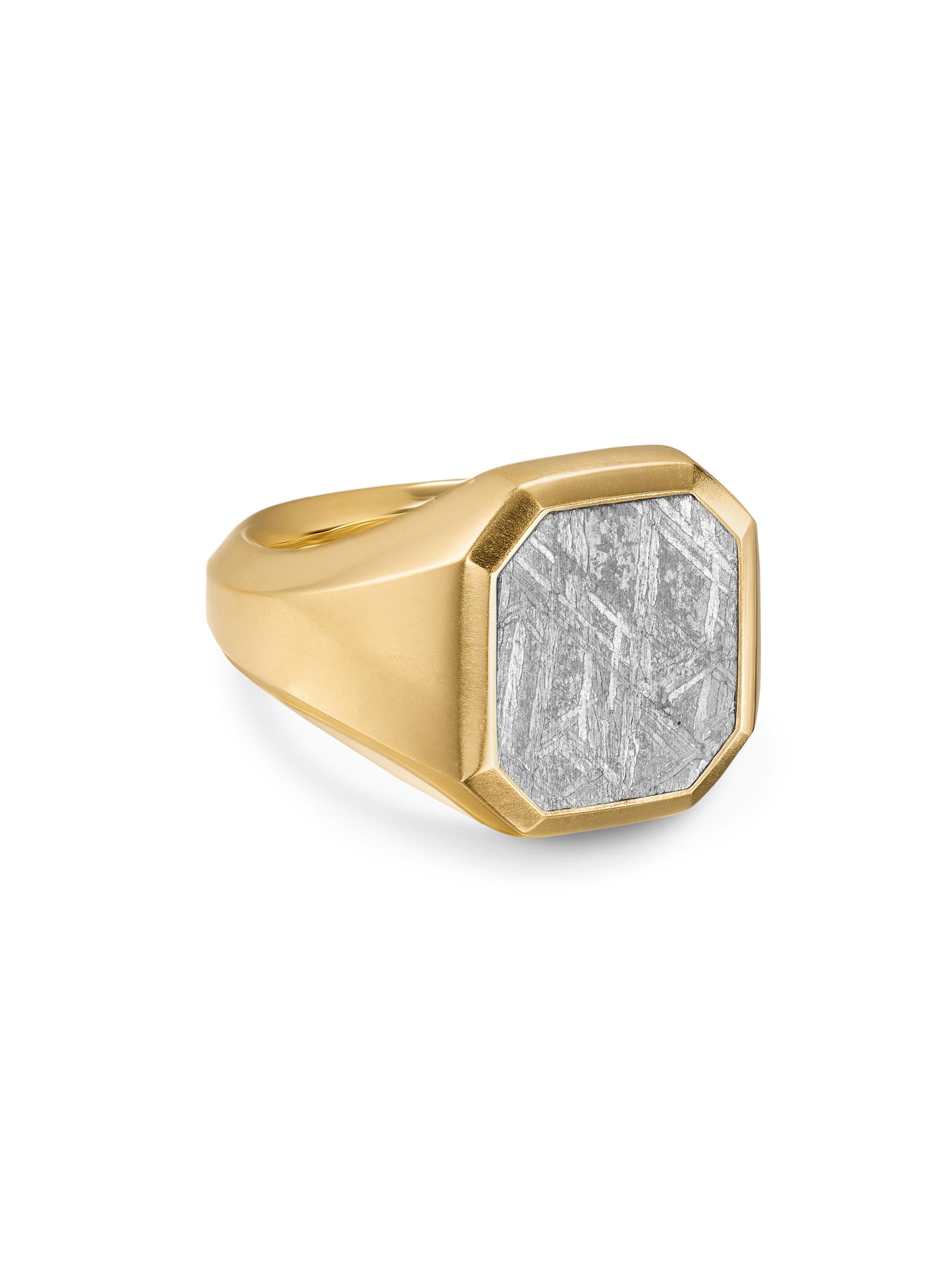 David Yurman Men's Streamline Signet Ring in 18K Yellow Gold - Meteorite