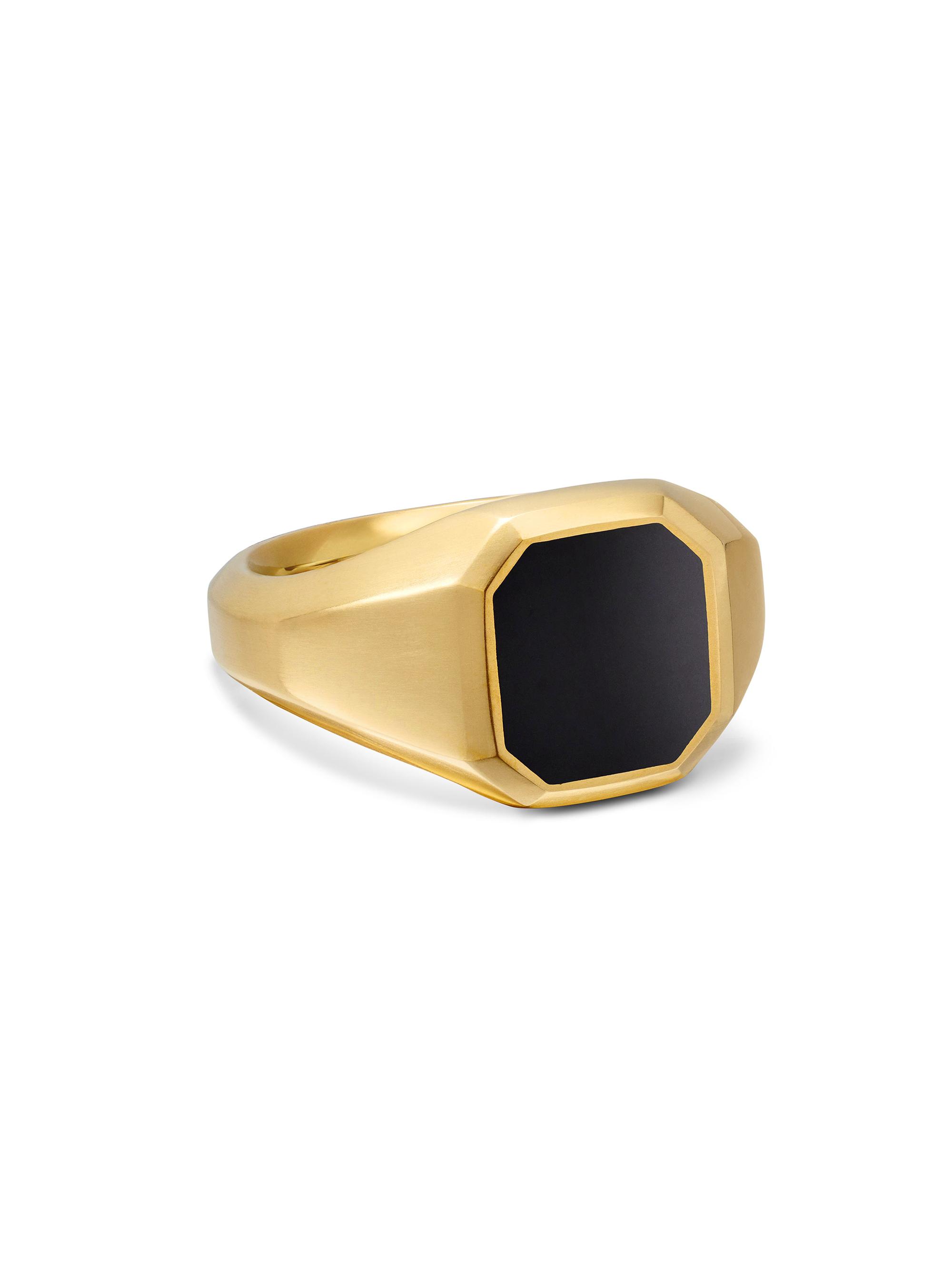 David Yurman Men's Streamline Signet Ring in 18K Yellow Gold - Onyx