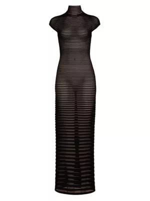 Shop Alaïa Semi-Sheer Cut-Out Gown | Saks Fifth Avenue