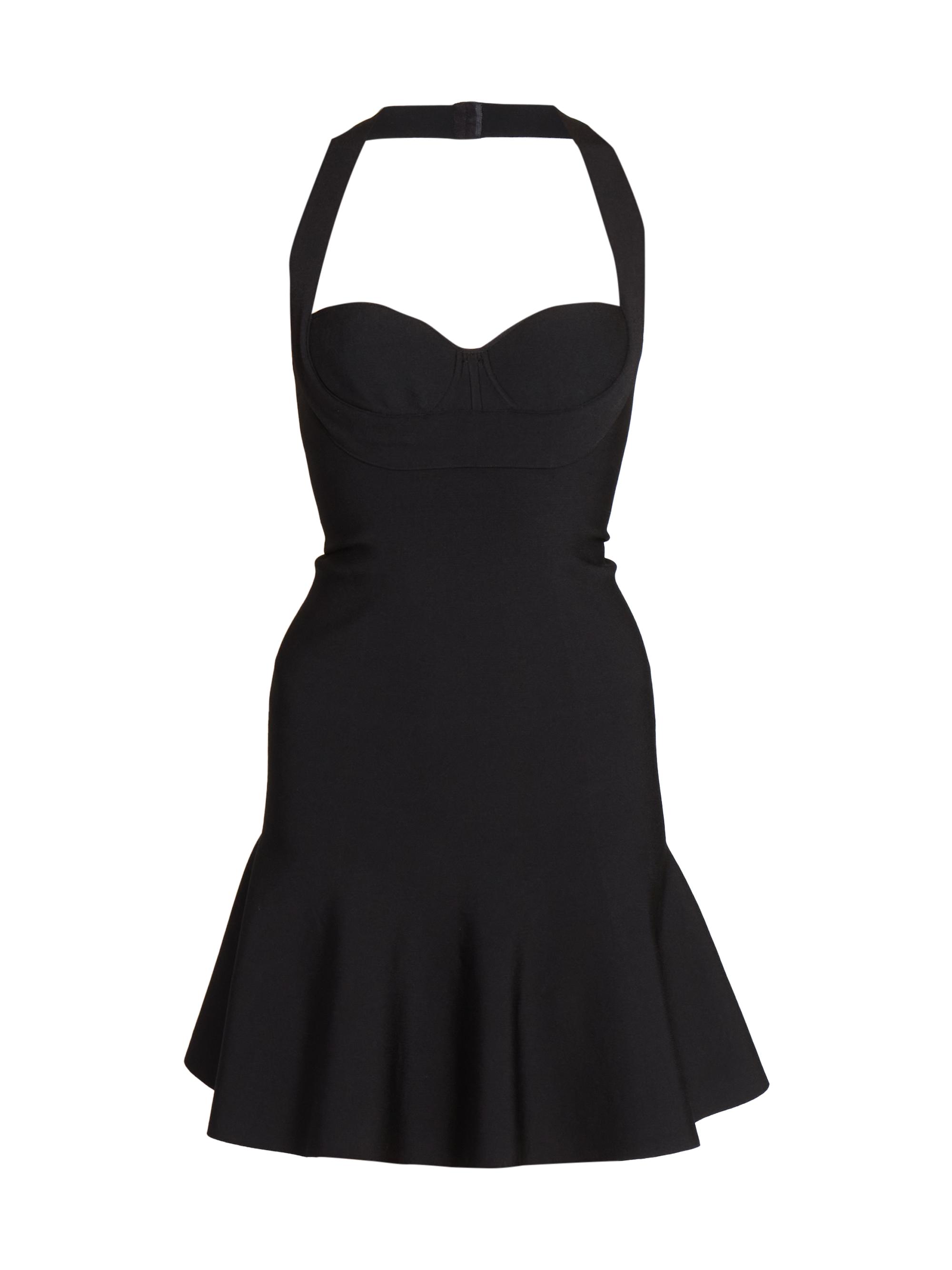 Alaïa Women's Rib-Knit Halter Flounce Minidress - Black