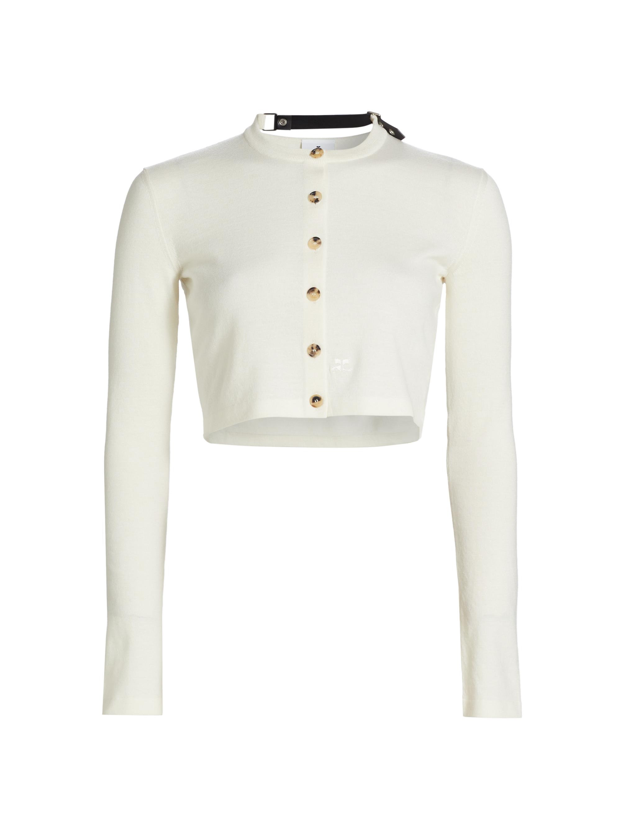 Courrèges Women's Wool & Cotton Button-Front Cardigan - Heritage White