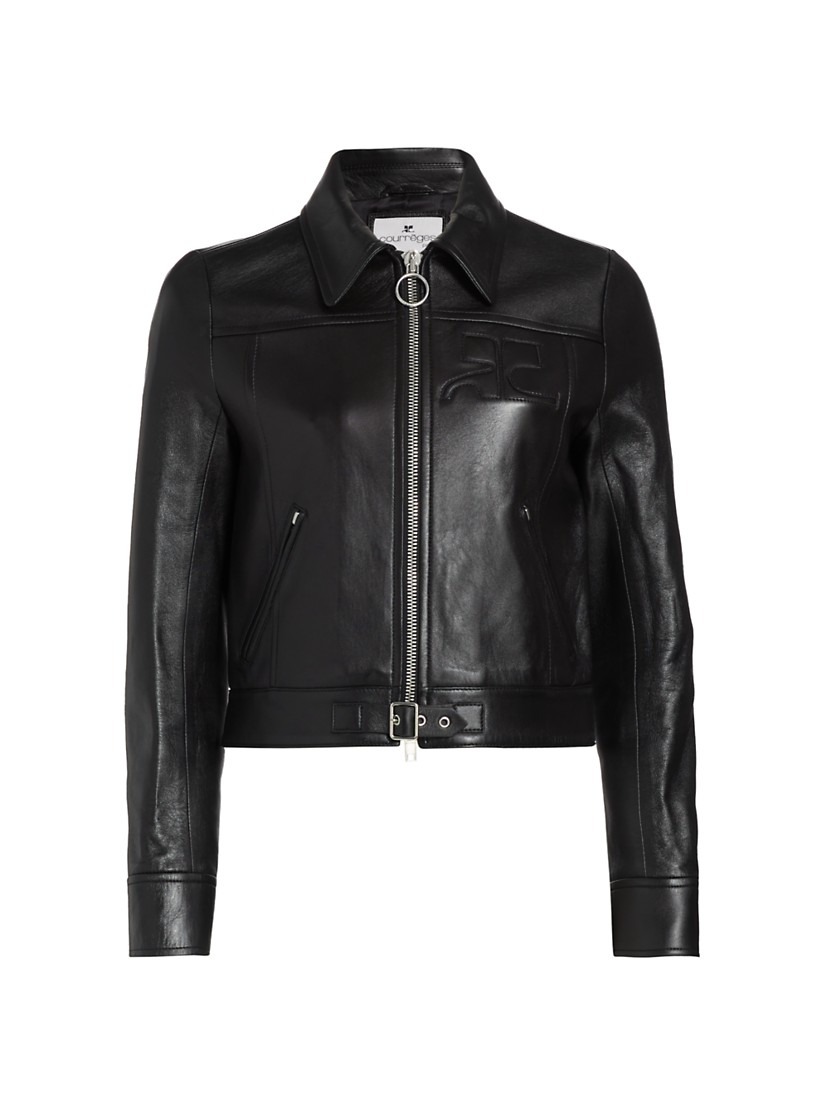 Shop Courreges Zipped Iconic Leather Jacket | Saks Fifth Avenue Shop Courreges Zipped Iconic Leather Jacket | Saks Fifth Avenue