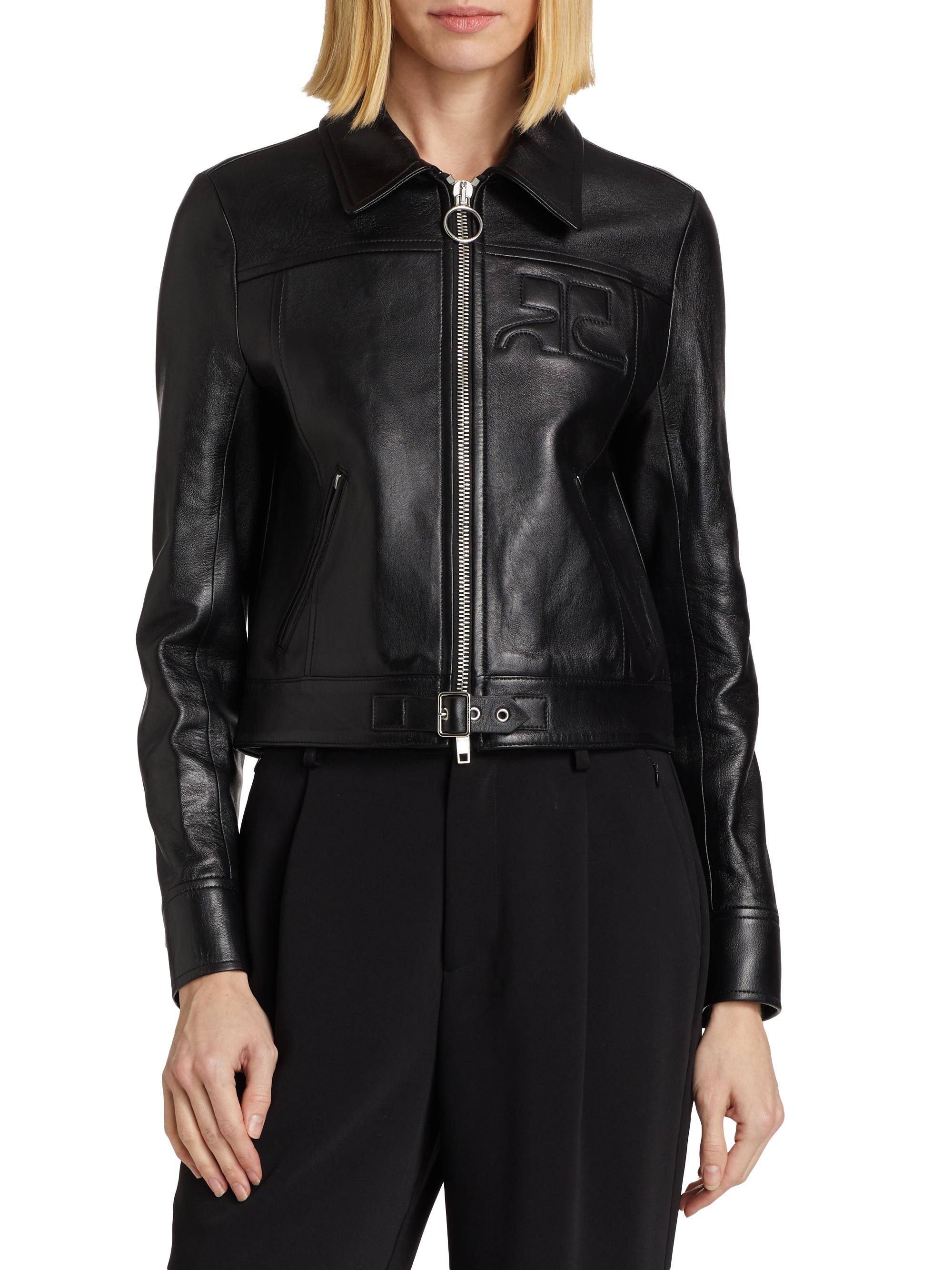 Courreges Zipped Iconic Leather Jacket | Saks Fifth Avenue