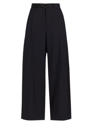 Chalk Stripe Belted Wide Pants