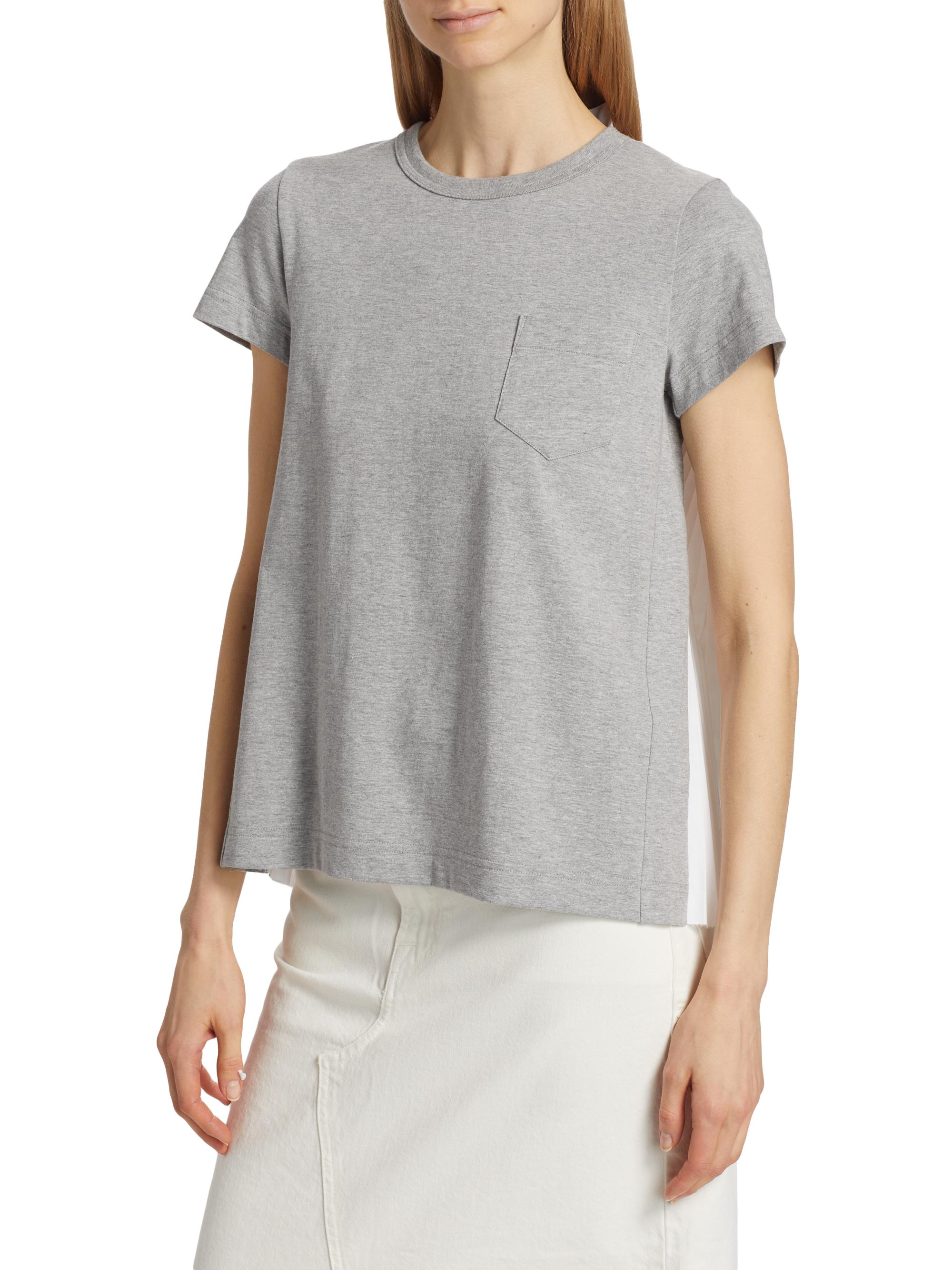 Sacai Pleated-Back Cotton Crewneck T-Shirt | Saks Fifth Avenue
