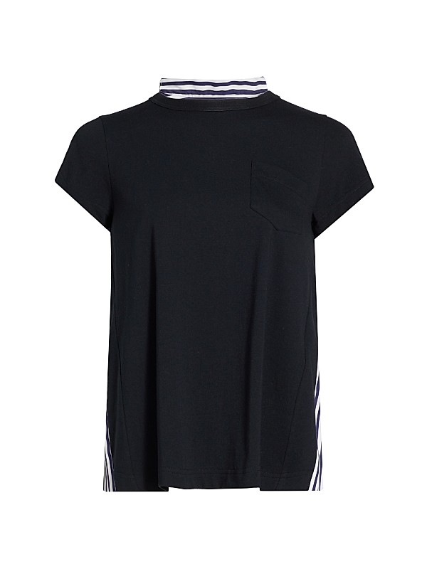 Shop Sacai Pleated-Back Cotton Crewneck T-Shirt | Saks Fifth Shop Sacai Pleated-Back Cotton Crewneck T-Shirt | Saks Fifth