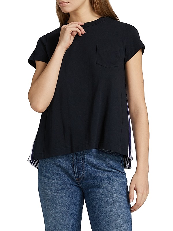 Shop Sacai Pleated-Back Cotton Crewneck T-Shirt | Saks Fifth Shop Sacai Pleated-Back Cotton Crewneck T-Shirt | Saks Fifth