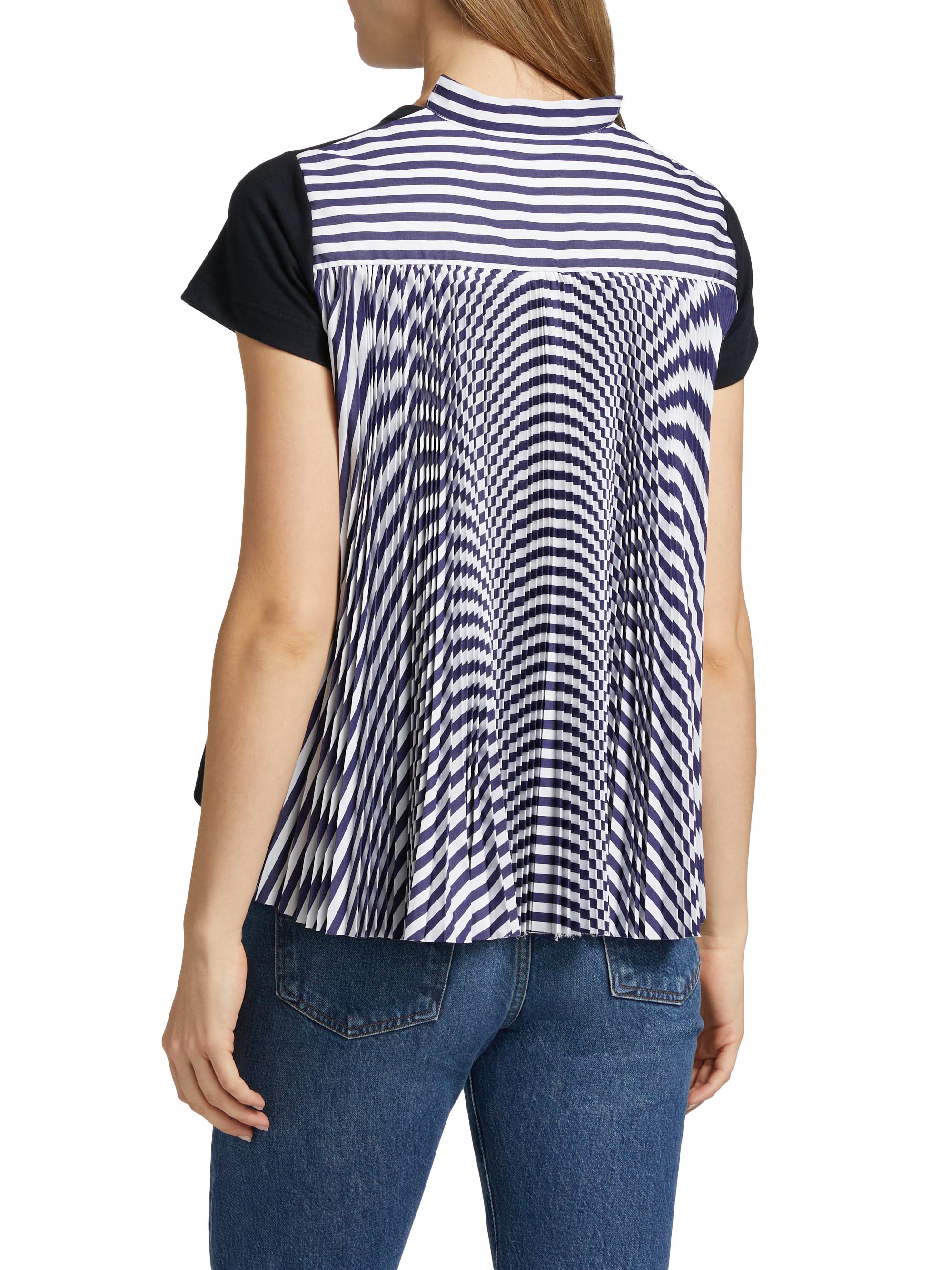 Sacai Pleated-Back Cotton Crewneck T-Shirt | Saks Fifth Avenue