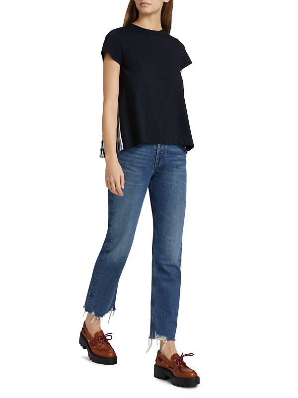 Shop Sacai Pleated-Back Cotton Crewneck T-Shirt | Saks Fifth Shop Sacai Pleated-Back Cotton Crewneck T-Shirt | Saks Fifth