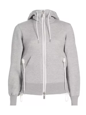 Shop Sacai Sponge Sweat X Nylon Twill Zip-Front Hoodie | Saks Fifth Avenue