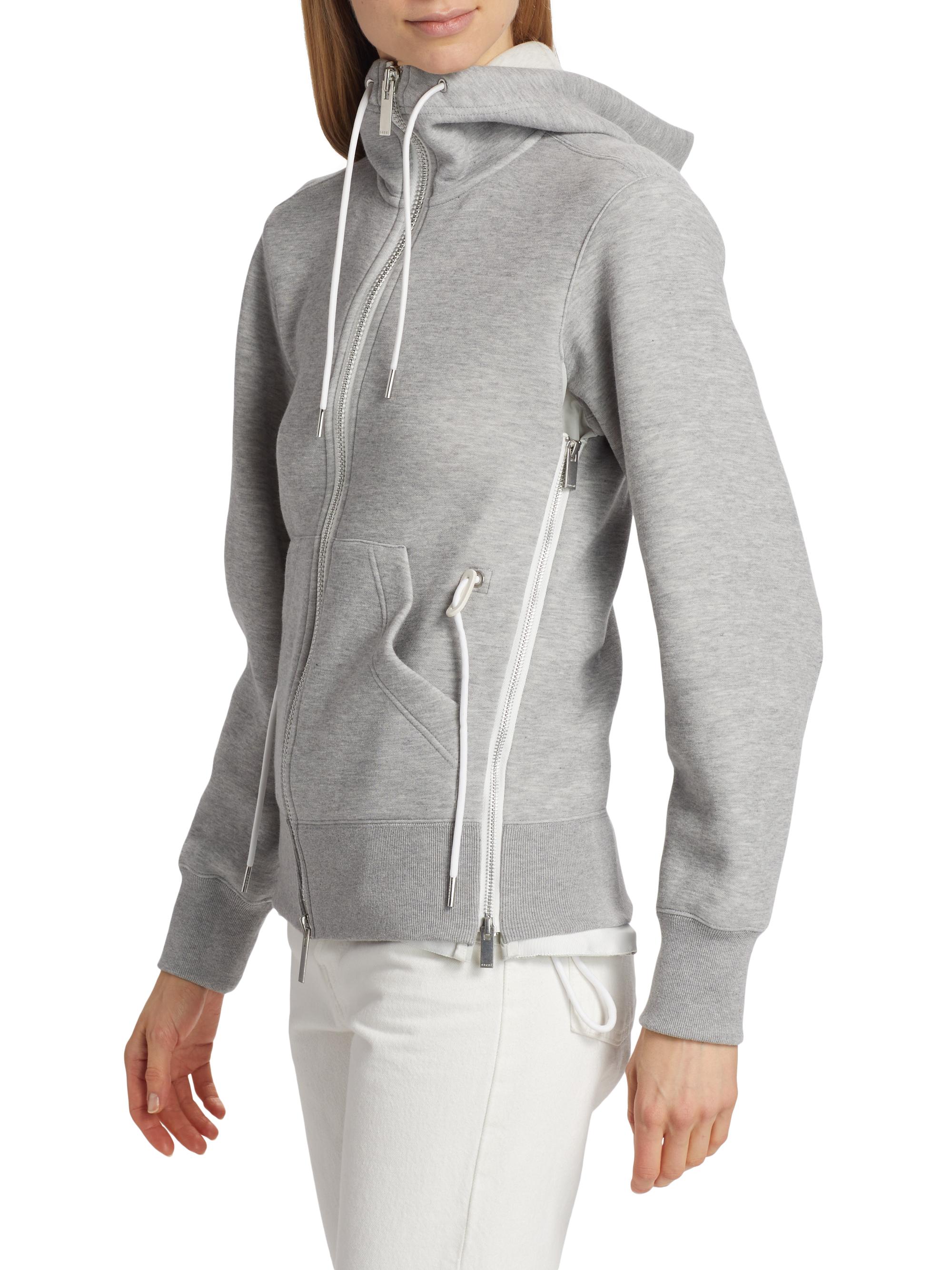 トップス SACAI Sponge Sweat x Nylon Twill Hoodie sacai Sponge Sweat x Nylon Twill Hoodie Charcoal Grey | HAVEN