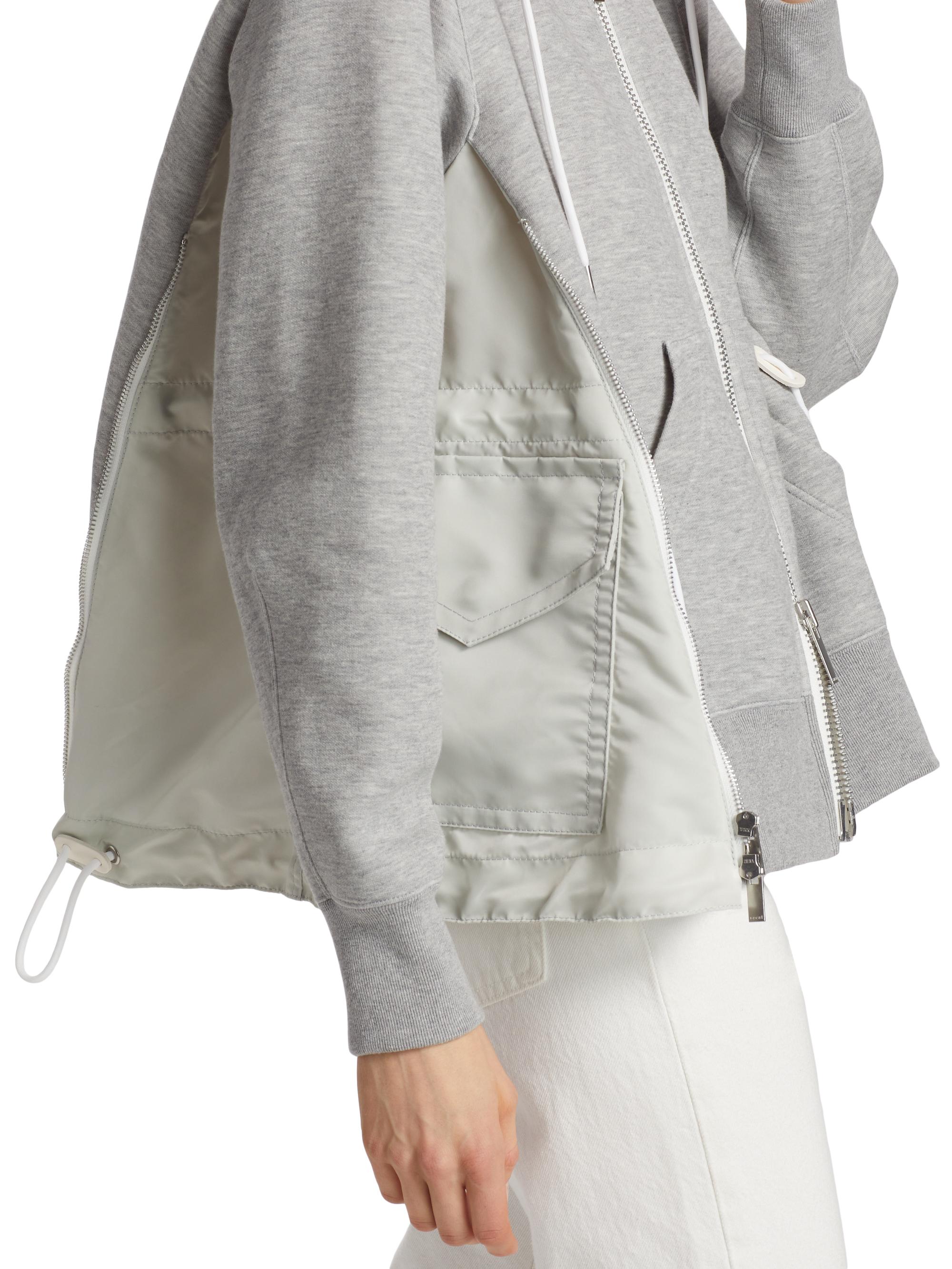 Sacai Sponge Sweat X Nylon Twill Zip-Front Hoodie | Saks Fifth Avenue