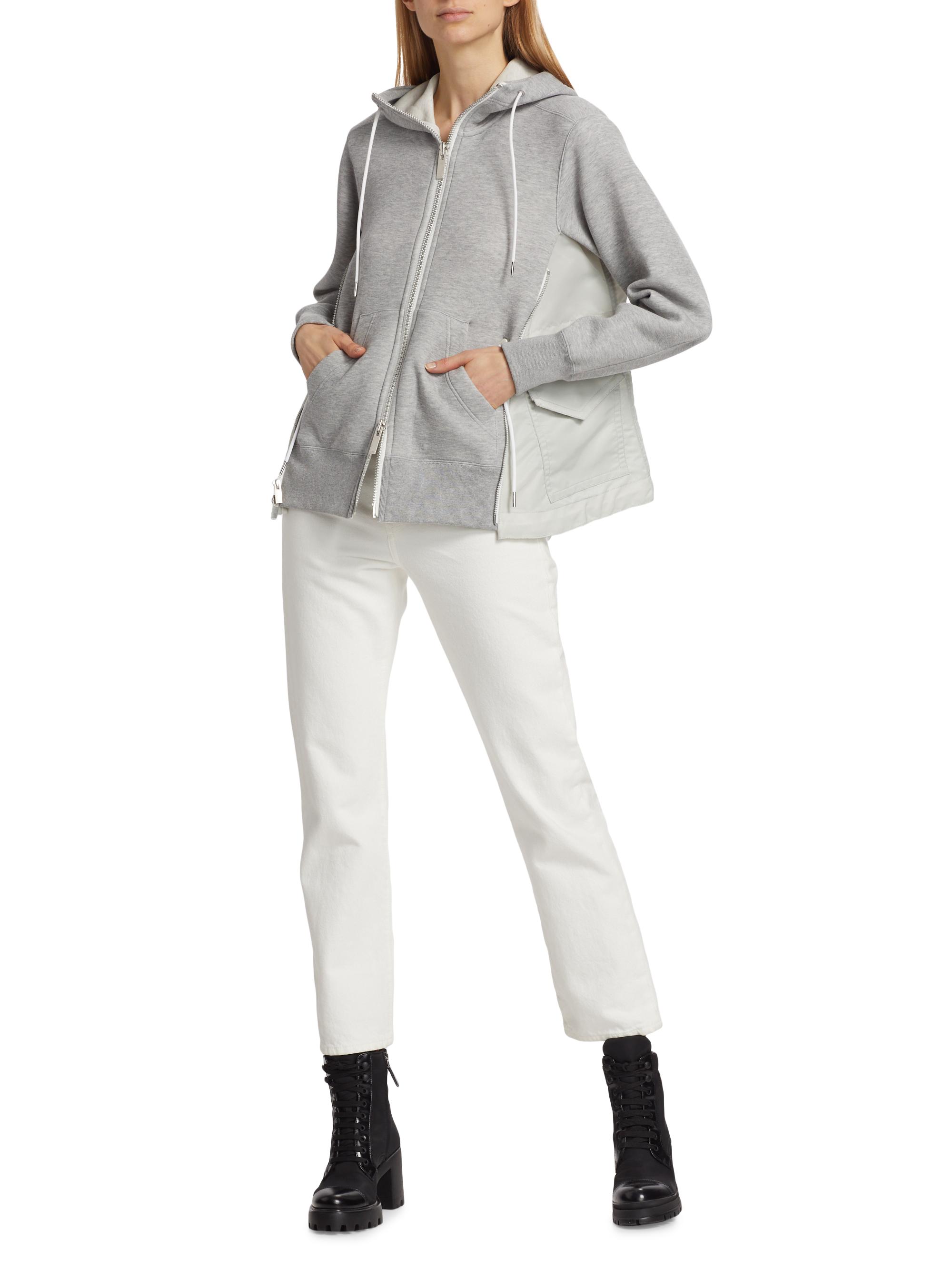 Sacai Sponge Sweat X Nylon Twill Zip-Front Hoodie | Saks Fifth Avenue