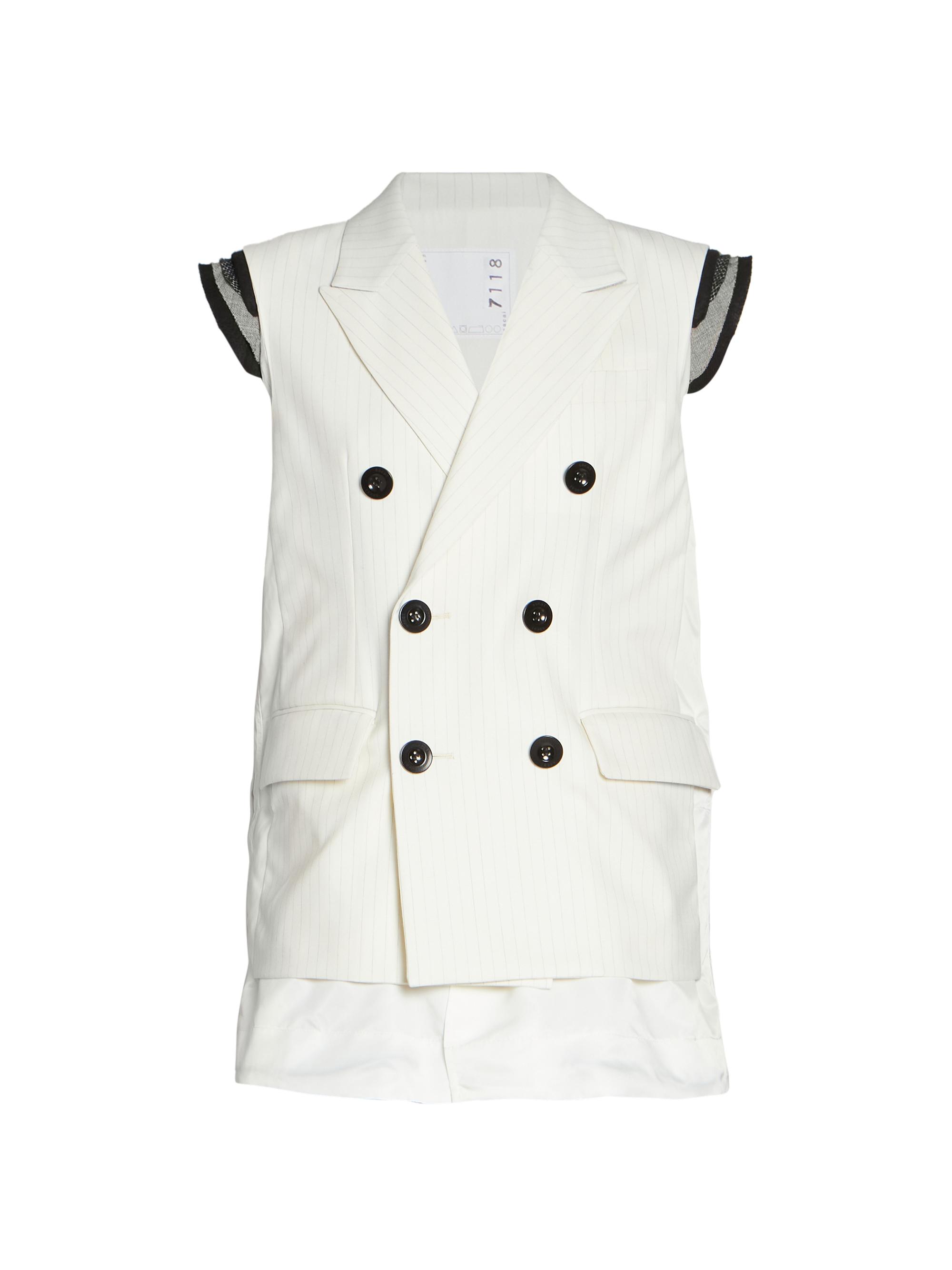 Shop Sacai Chalk Stripe Double-Breasted Vest | Saks Fifth Avenue