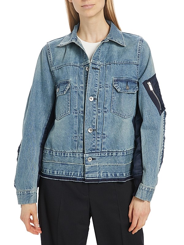 Shop Sacai Denim Twill Mix Media Jacket | Saks Fifth Avenue Shop Sacai Denim Twill Mix Media Jacket | Saks Fifth Avenue